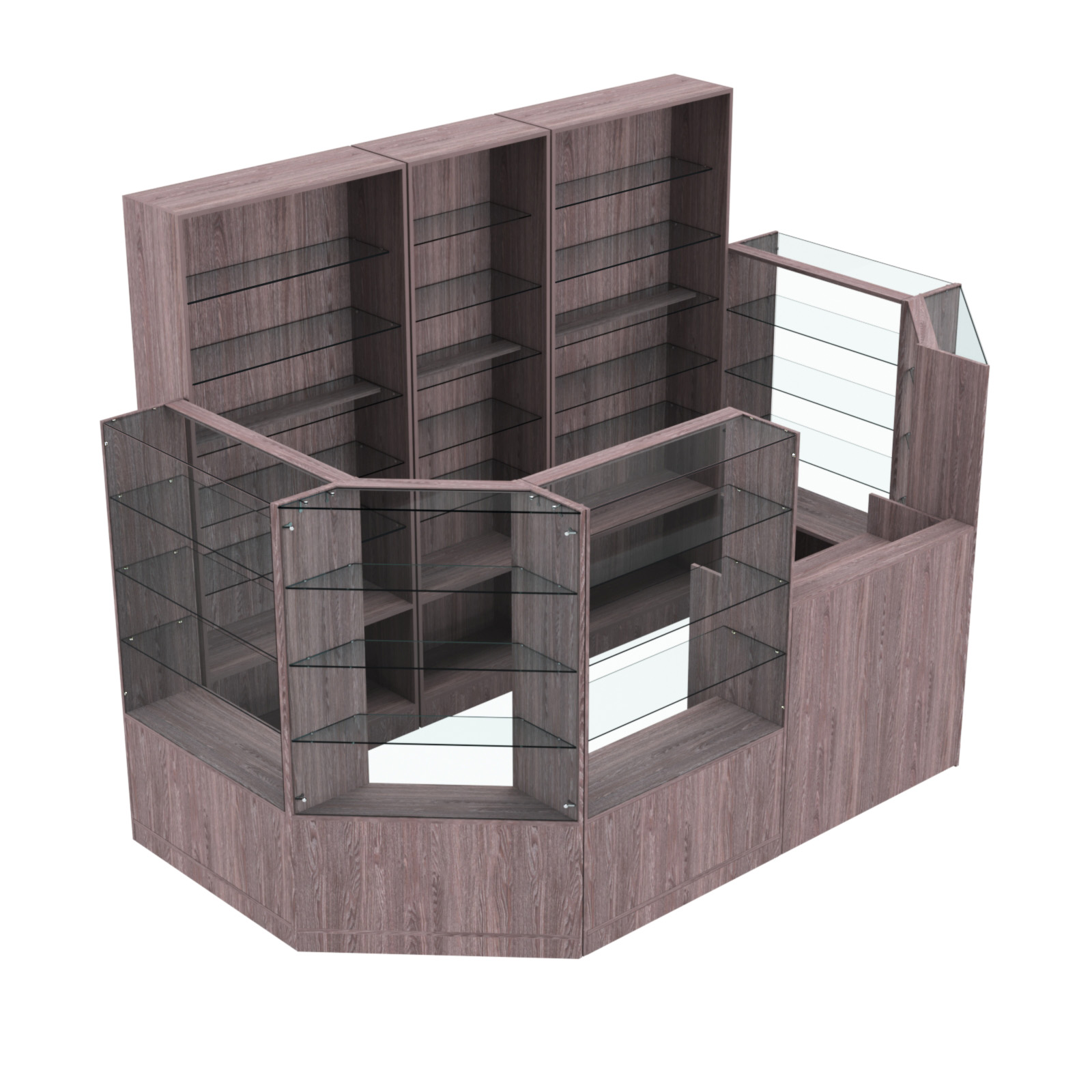 Торговый пристенный островок ГРАЦИЯ №4 (открытый) (4.68 кв.м) Ясень Анкор темный