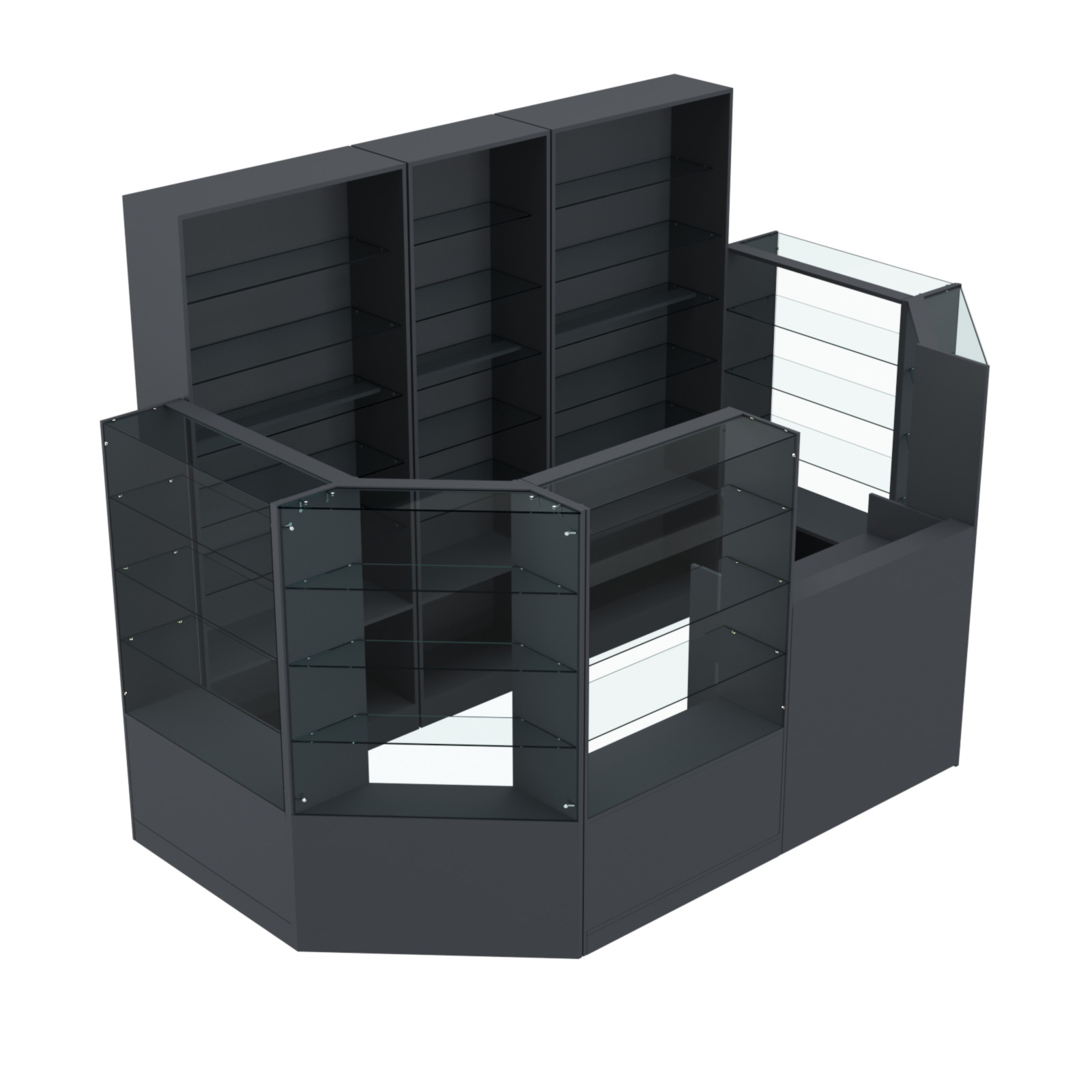 Торговый пристенный островок ГРАЦИЯ №4 (открытый) (4.68 кв.м) Антрацит