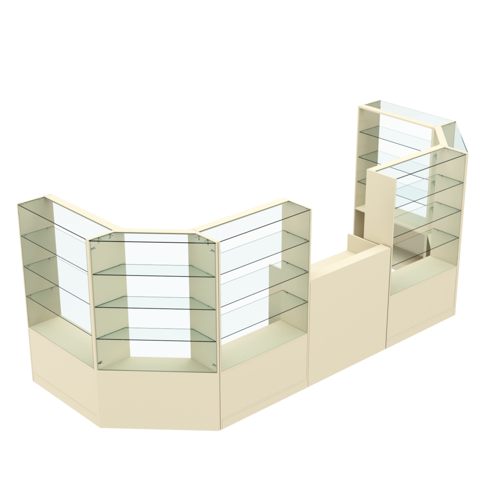 Торговый пристенный островок ГРАЦИЯ №5 (открытый) (6.05 кв.м) Крем Вайс