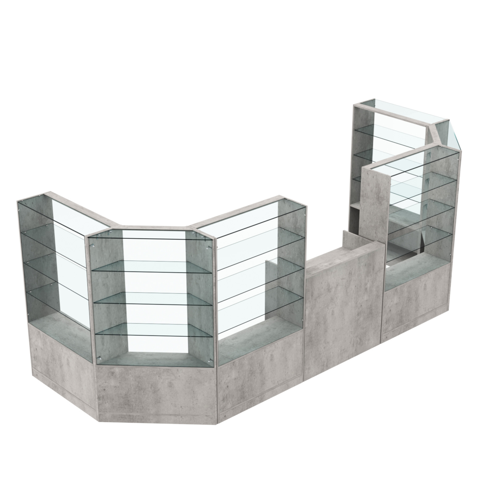 Торговый пристенный островок ГРАЦИЯ №5 (открытый) (6.05 кв.м) Бетон Чикаго светло-серый F186 ST9