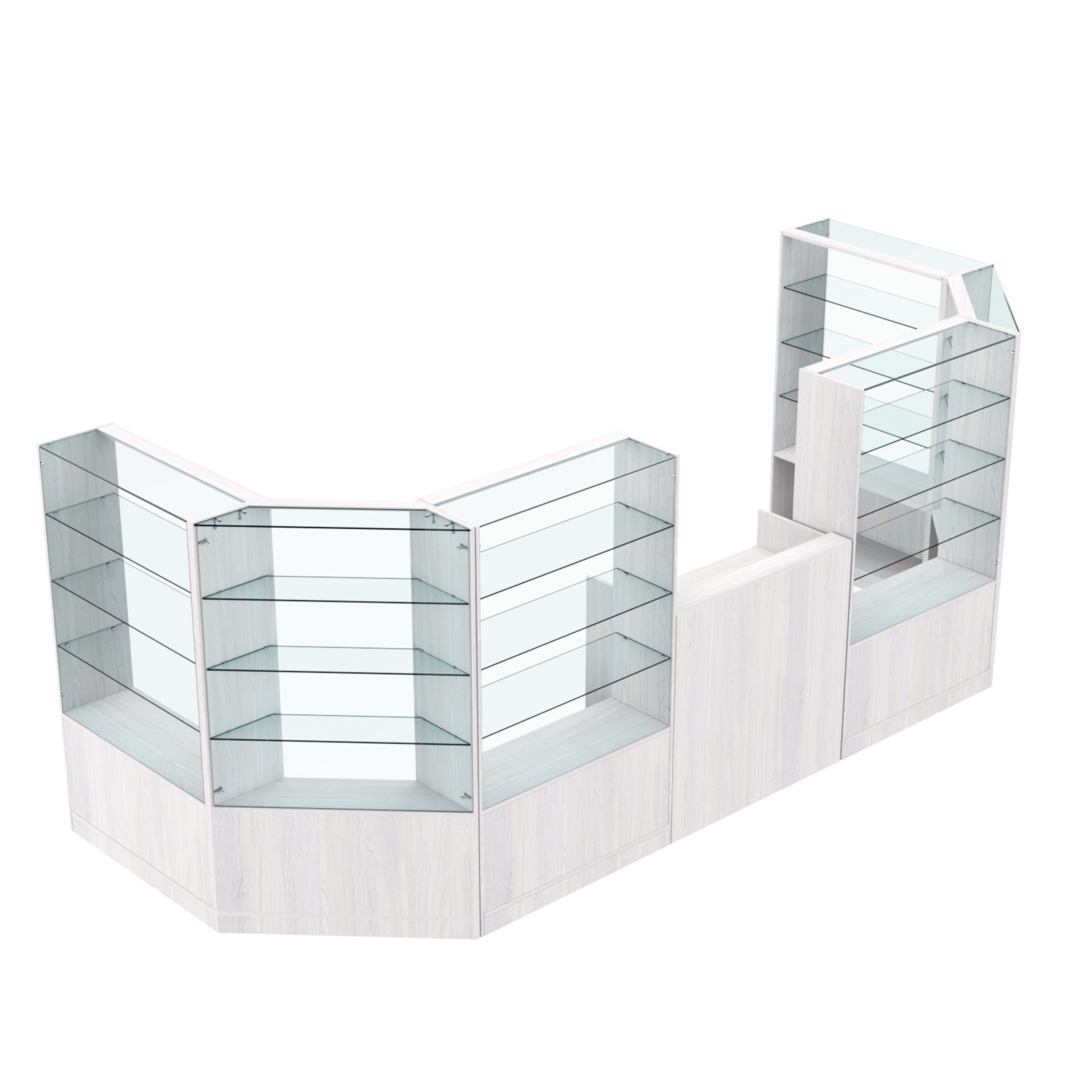 Торговый пристенный островок ГРАЦИЯ №5 (открытый) (6.05 кв.м) Ясень Анкор светлый