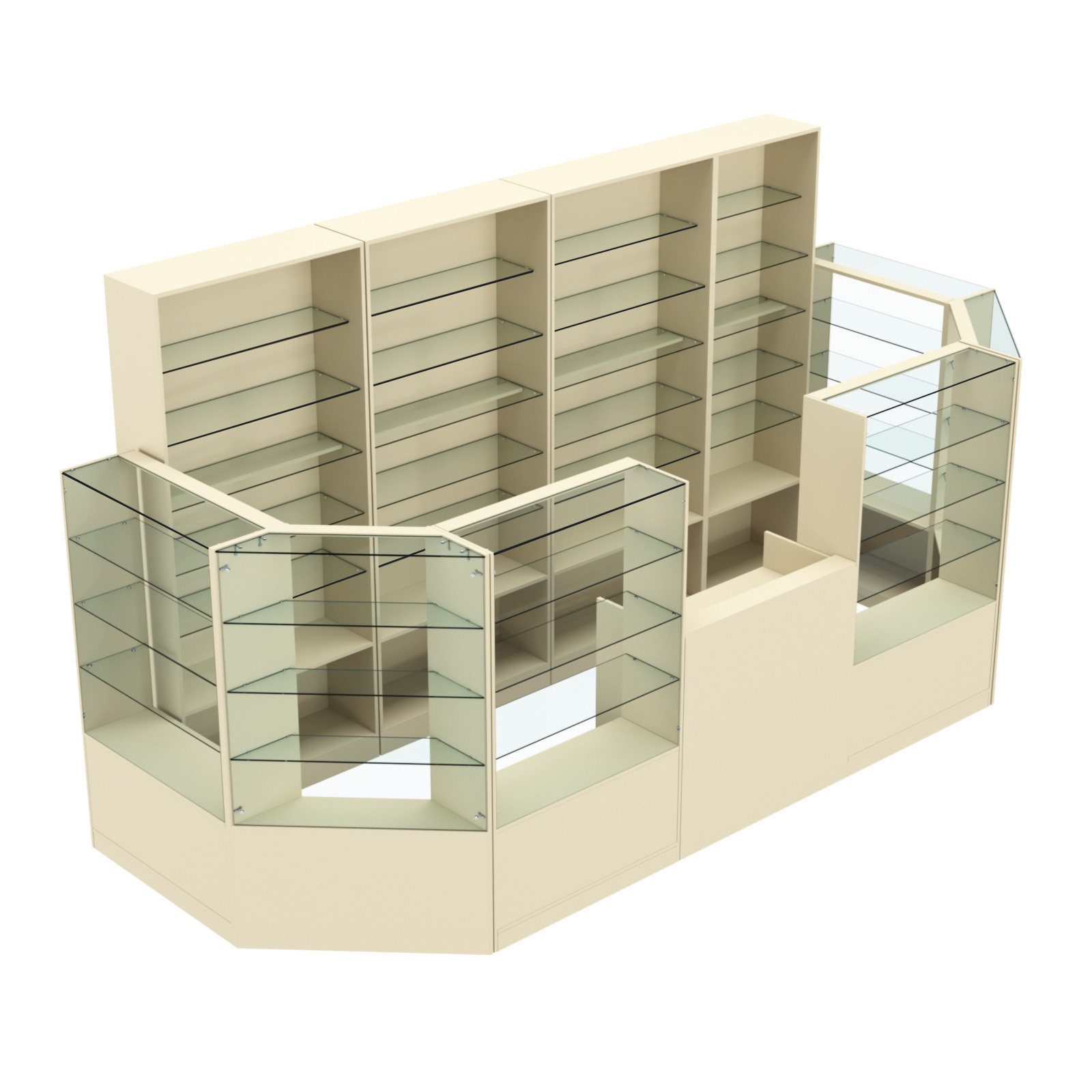 Торговый пристенный островок ГРАЦИЯ №6 (открытый) (6.05 кв.м) Крем Вайс