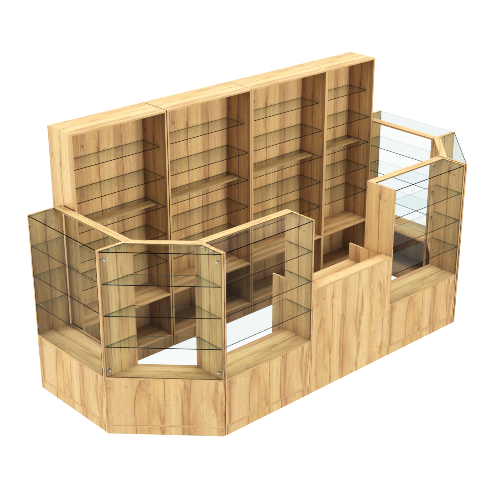 Торговый пристенный островок ГРАЦИЯ №6 (открытый) (6.05 кв.м) Дуб Золотистый