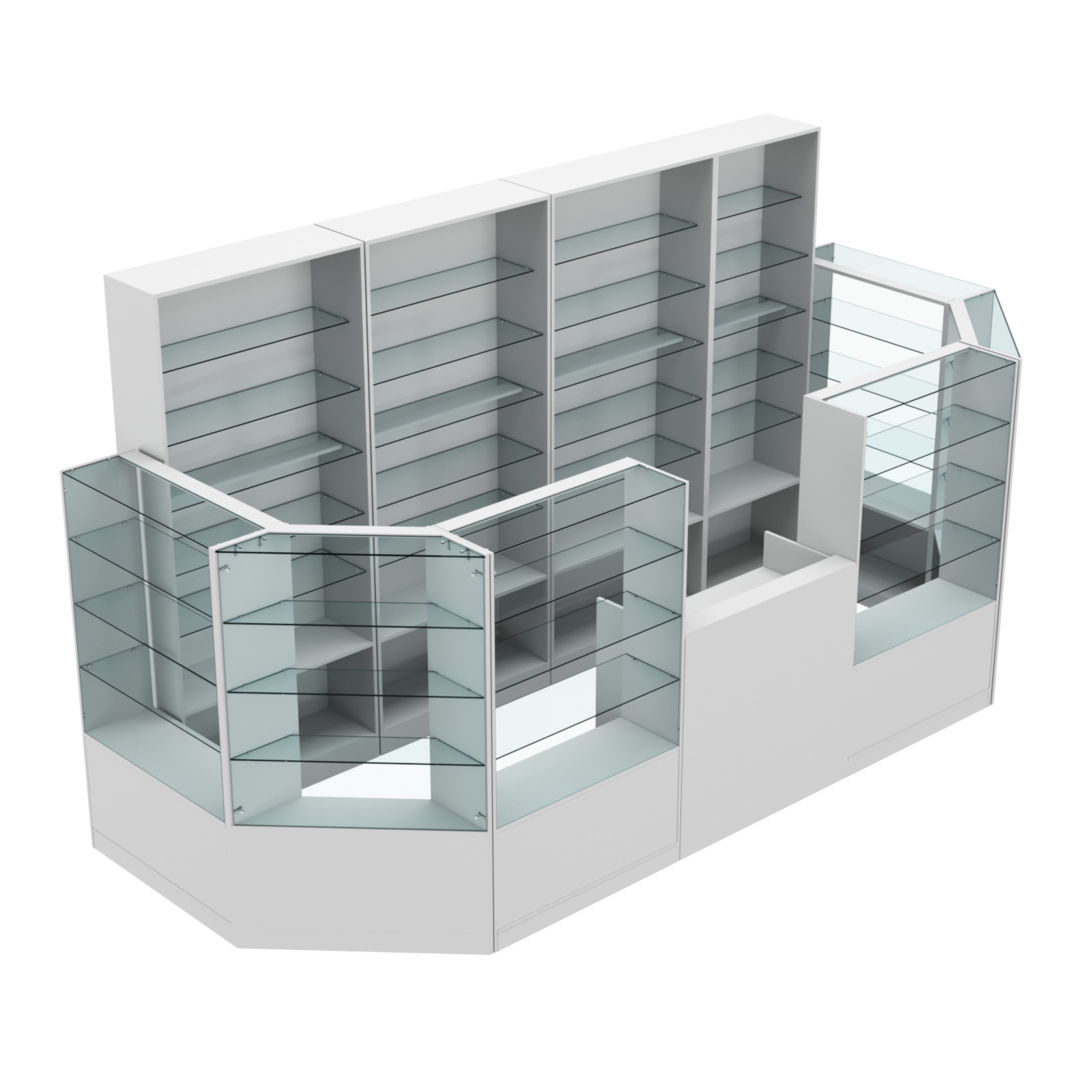 Торговый пристенный островок ГРАЦИЯ №6 (открытый) (6.05 кв.м) Серый