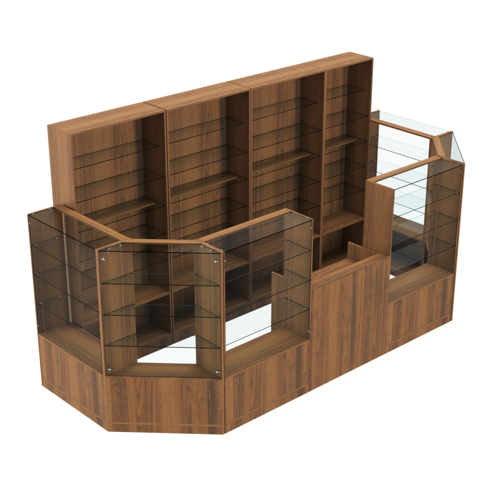 Торговый пристенный островок ГРАЦИЯ №6 (открытый) (6.05 кв.м) Орех
