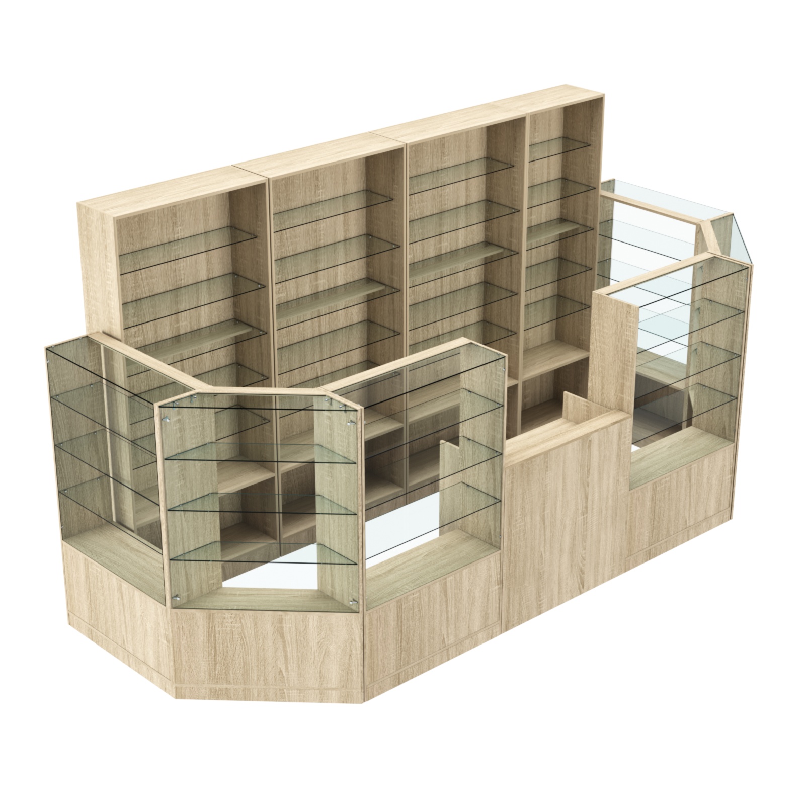 Торговый пристенный островок ГРАЦИЯ №6 (открытый) (6.05 кв.м) Дуб сонома