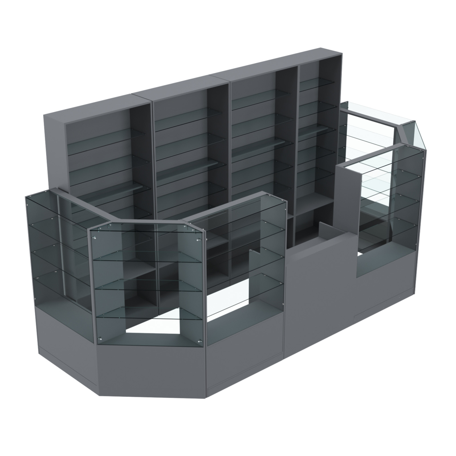 Торговый пристенный островок ГРАЦИЯ №6 (открытый) (6.05 кв.м) Темно-Серый