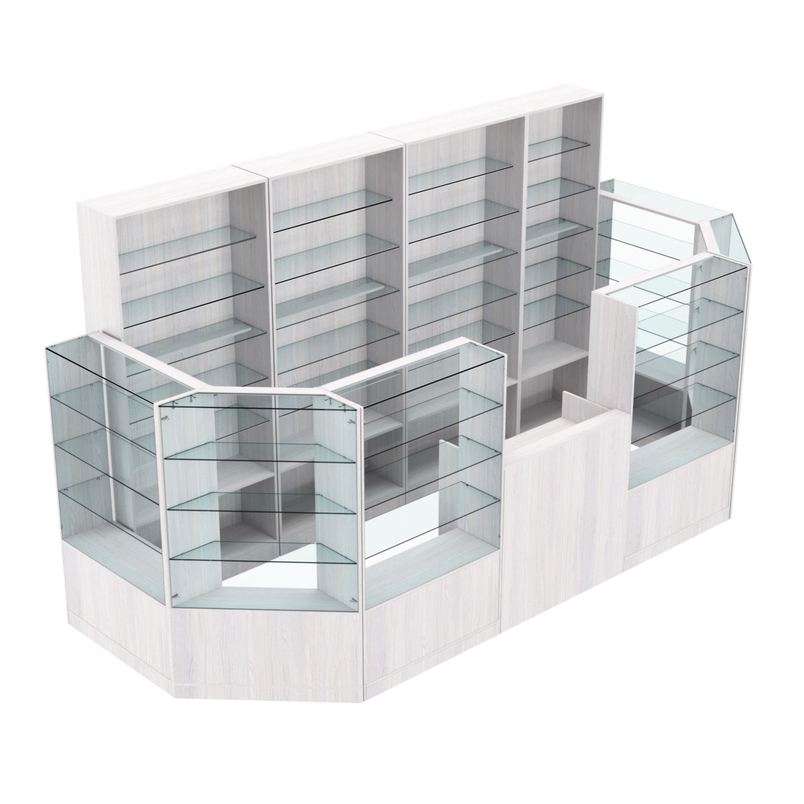 Торговый пристенный островок ГРАЦИЯ №6 (открытый) (6.05 кв.м) Ясень Анкор светлый