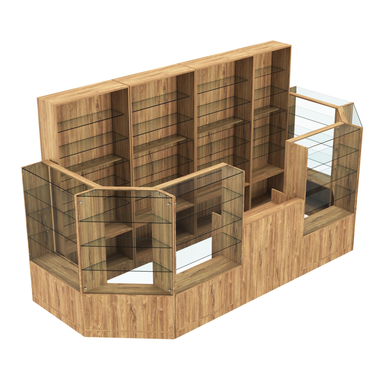 Торговый пристенный островок ГРАЦИЯ №6 (открытый) (6.05 кв.м) Дуб Канзас коричневый