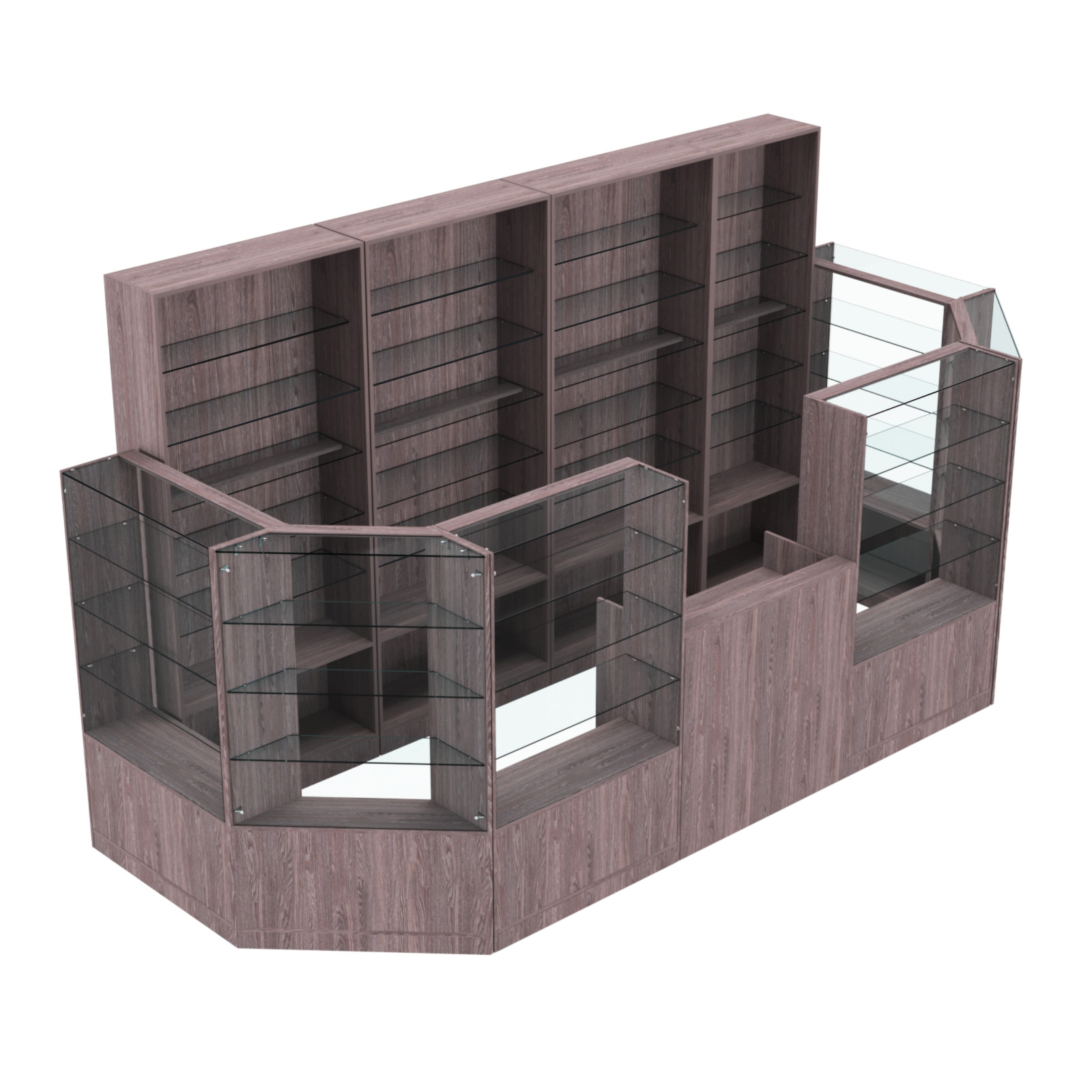 Торговый пристенный островок ГРАЦИЯ №6 (открытый) (6.05 кв.м) Ясень Анкор темный