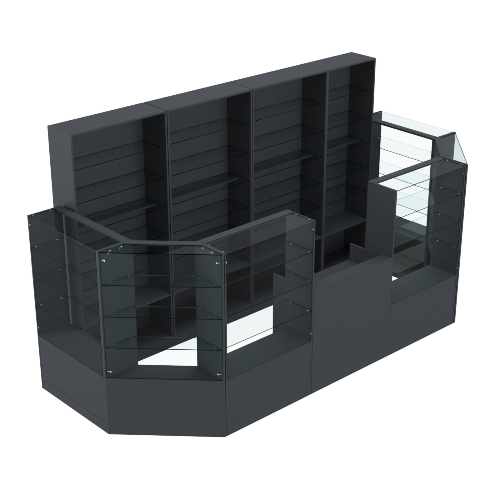 Торговый пристенный островок ГРАЦИЯ №6 (открытый) (6.05 кв.м) Антрацит