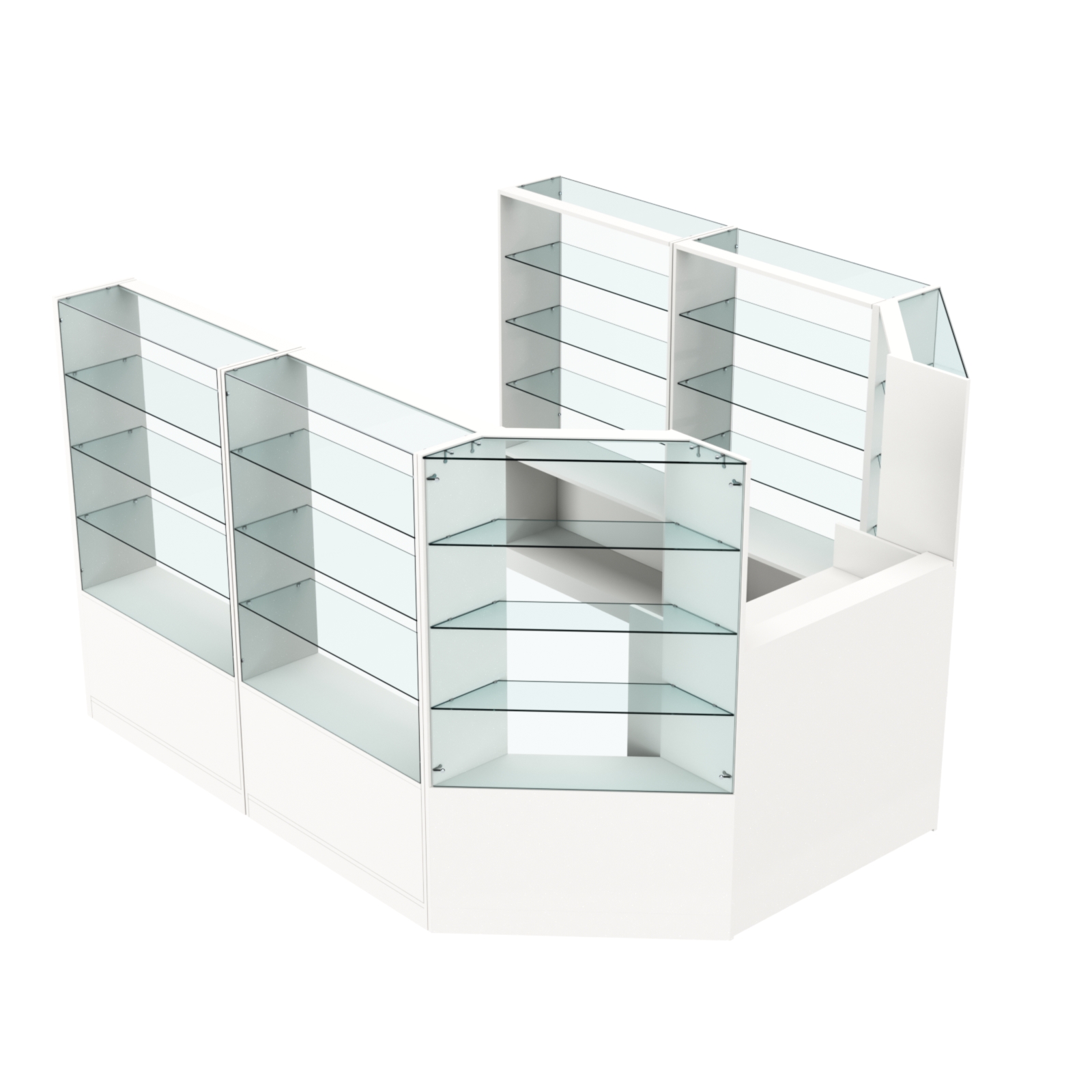 Торговый пристенный островок ГРАЦИЯ №7 (открытый) (5.24 кв.м) Белый