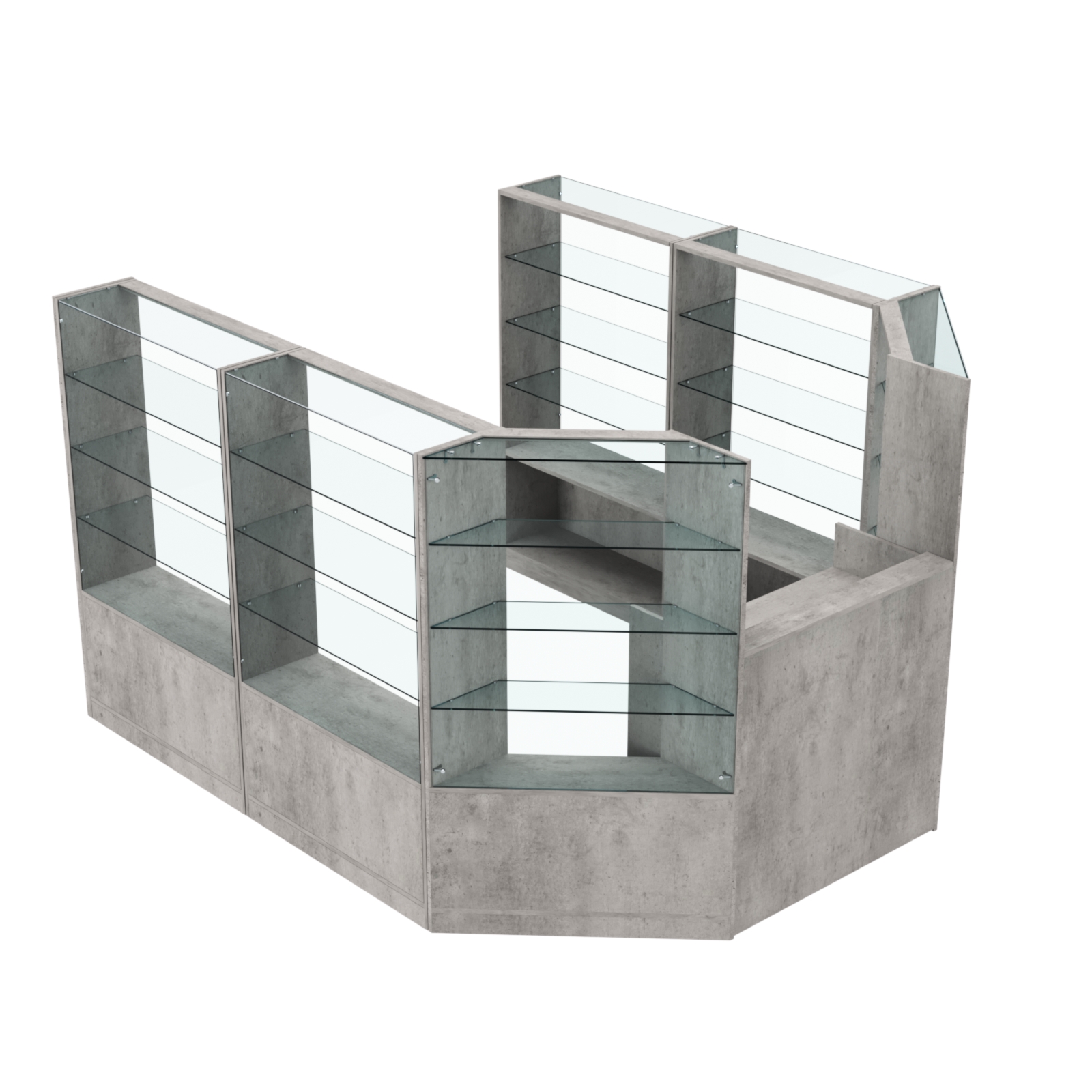 Торговый пристенный островок ГРАЦИЯ №7 (открытый) (5.24 кв.м) Бетон Чикаго светло-серый F186 ST9