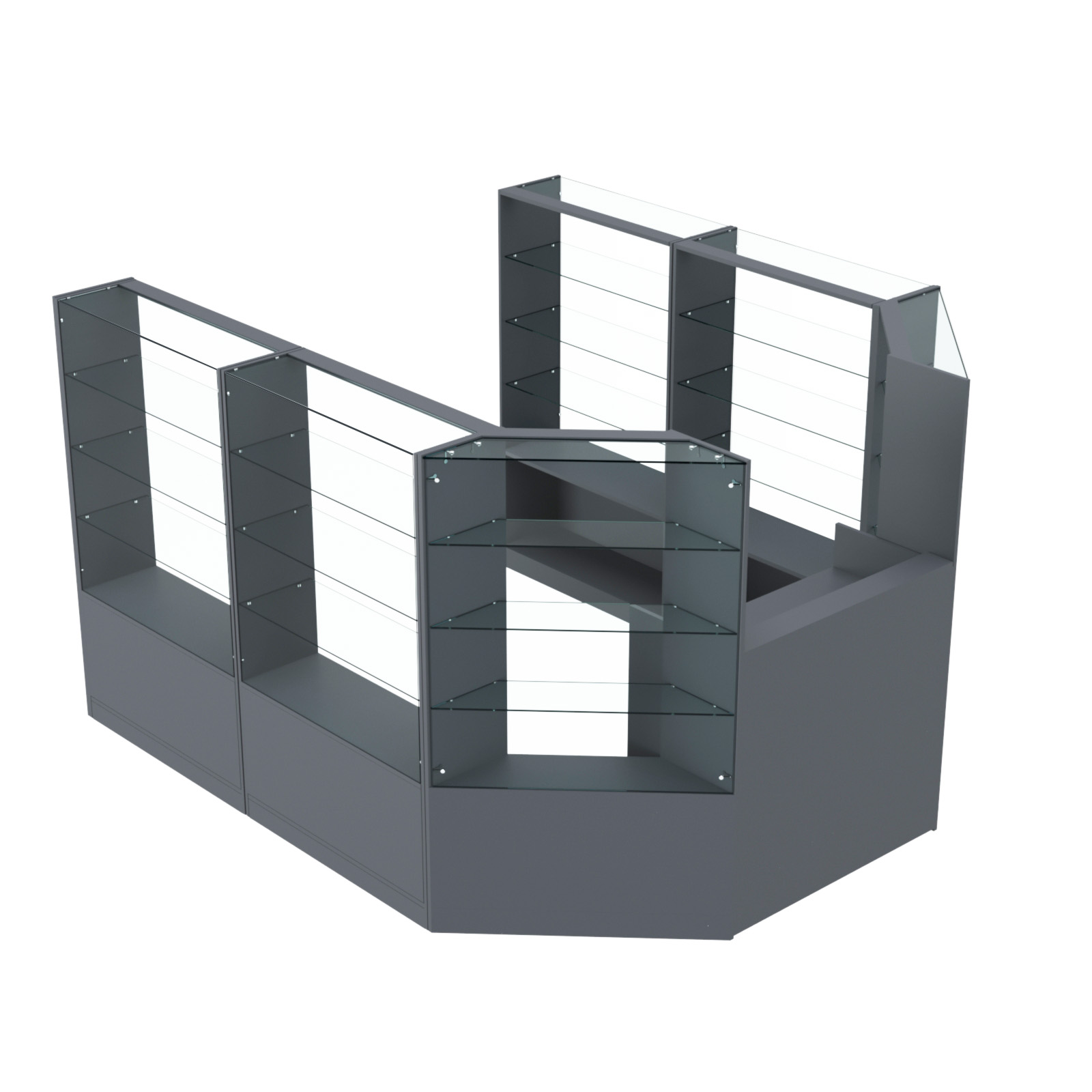 Торговый пристенный островок ГРАЦИЯ №7 (открытый) (5.24 кв.м) Темно-Серый