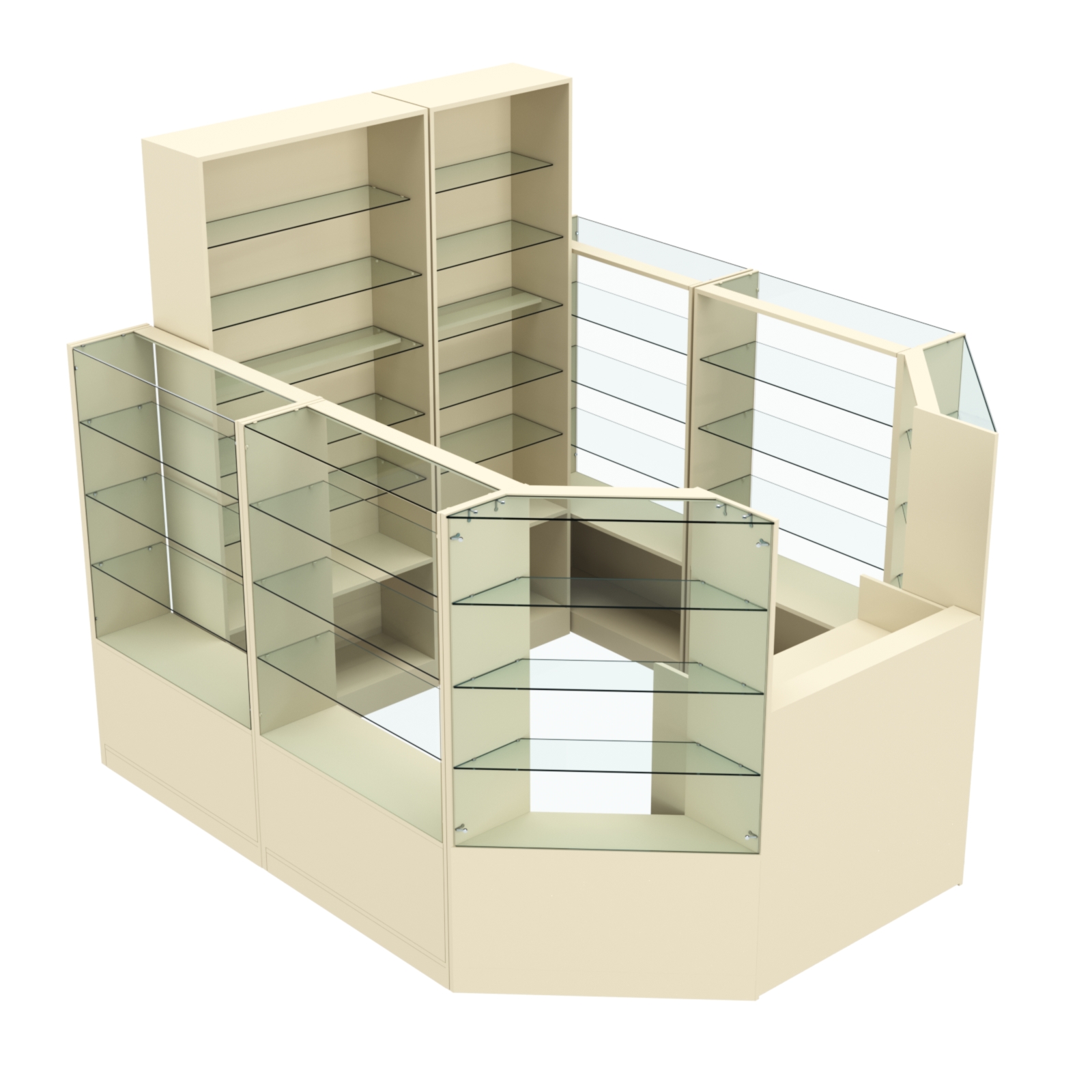 Торговый пристенный островок ГРАЦИЯ №8 (открытый) (5.24 кв.м) Крем Вайс