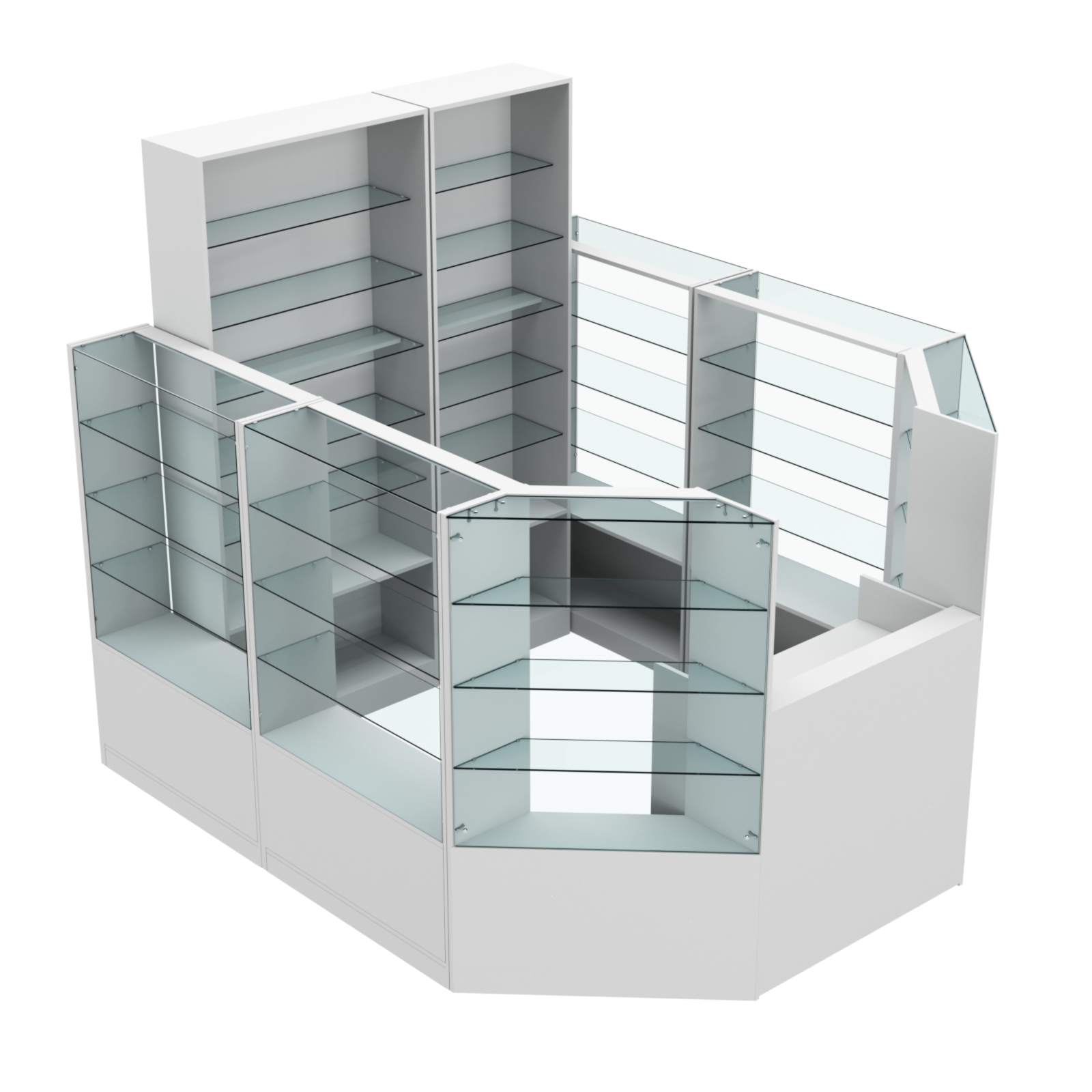 Торговый пристенный островок ГРАЦИЯ №8 (открытый) (5.24 кв.м) Серый