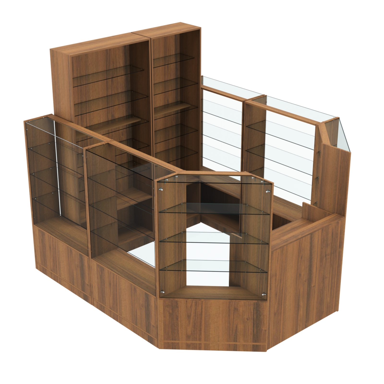 Торговый пристенный островок ГРАЦИЯ №8 (открытый) (5.24 кв.м) Орех