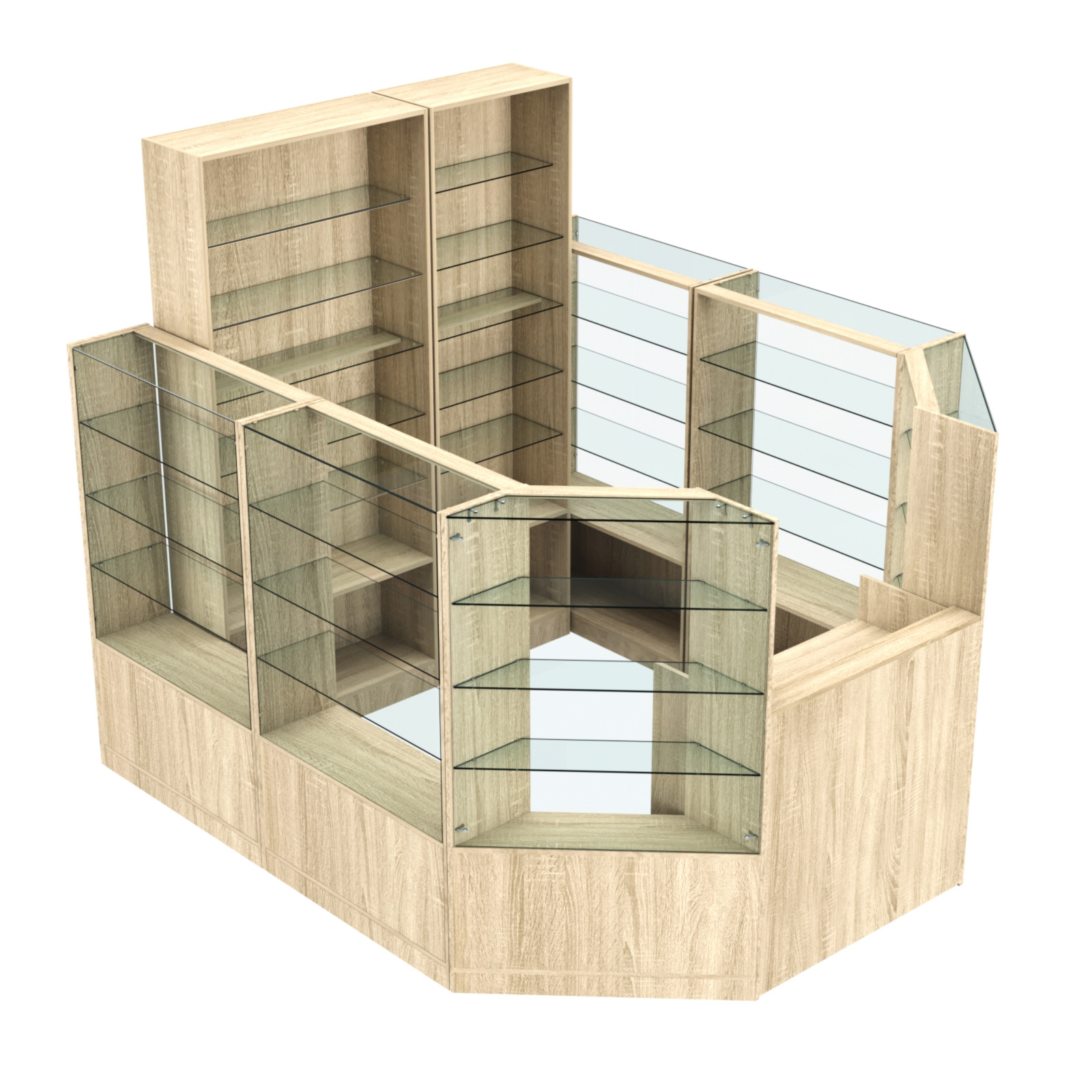 Торговый пристенный островок ГРАЦИЯ №8 (открытый) (5.24 кв.м) Дуб сонома