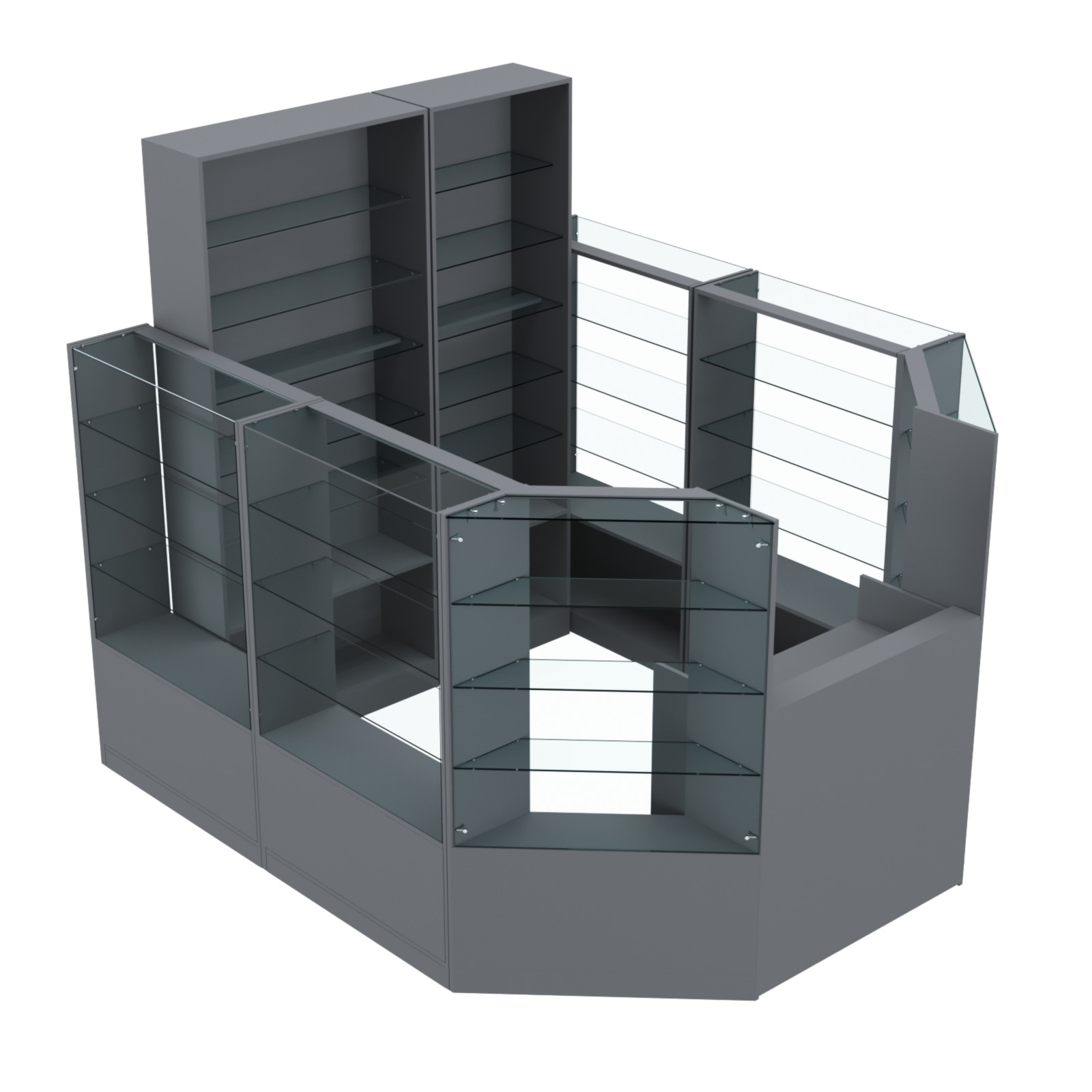 Торговый пристенный островок ГРАЦИЯ №8 (открытый) (5.24 кв.м) Темно-Серый