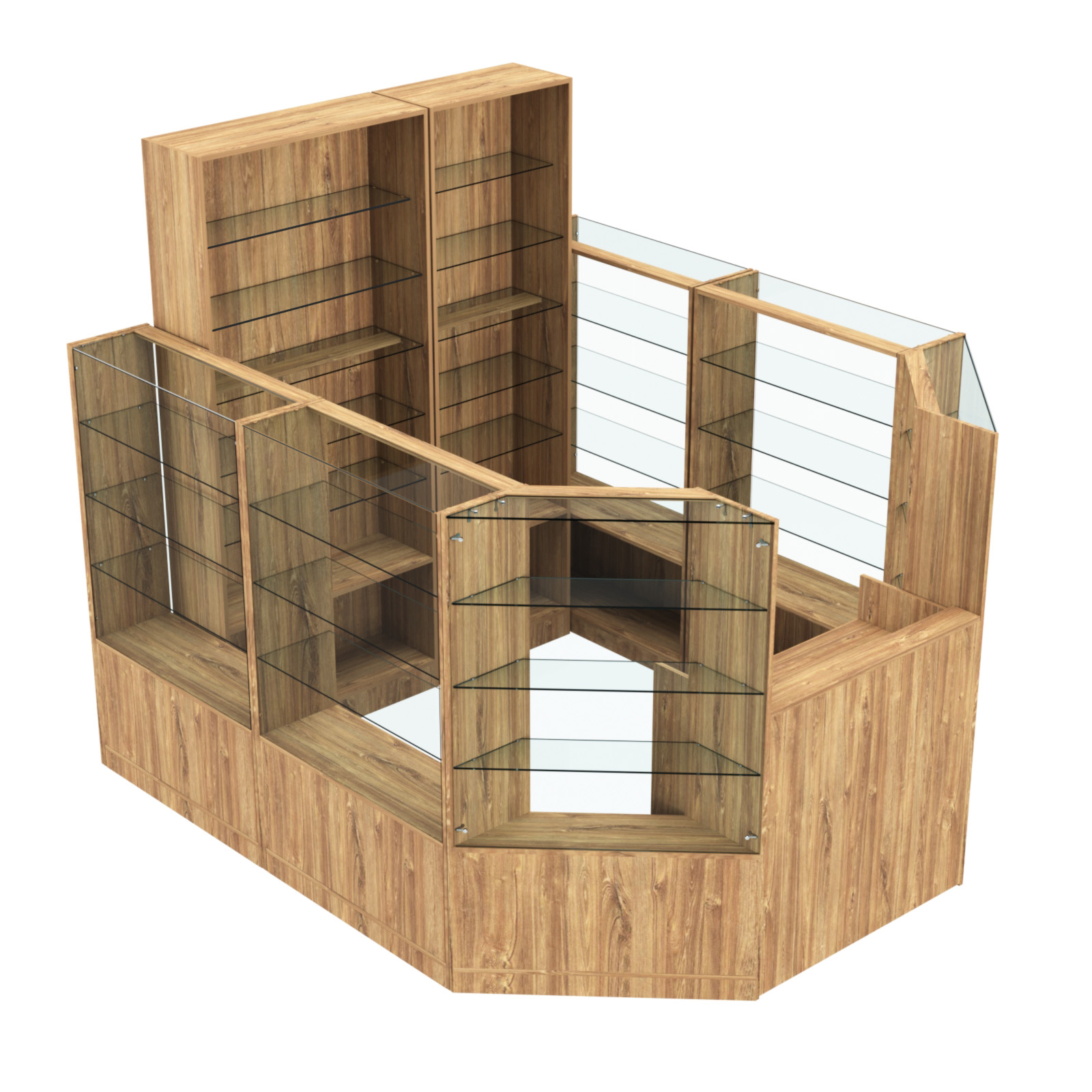 Торговый пристенный островок ГРАЦИЯ №8 (открытый) (5.24 кв.м) Дуб Канзас коричневый