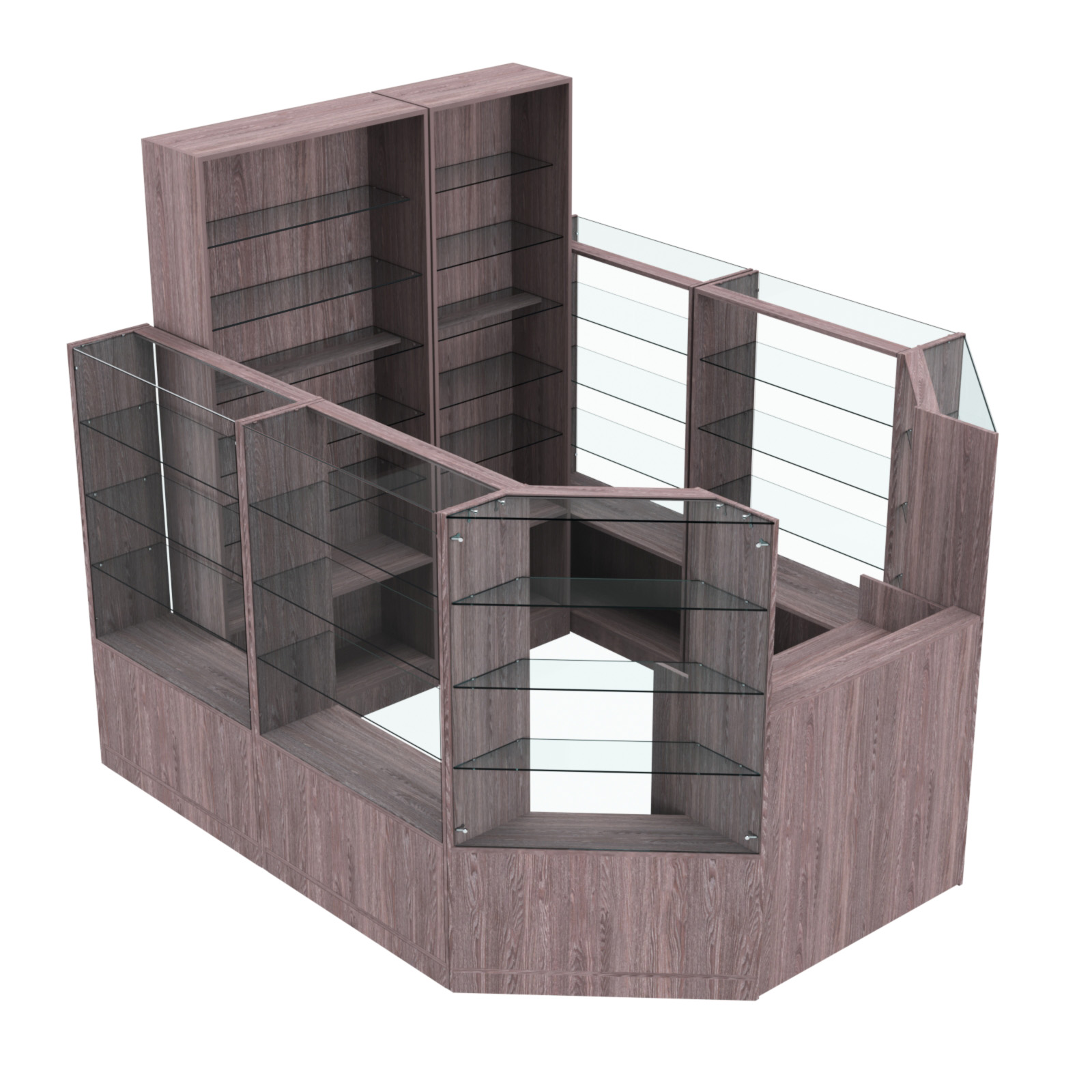 Торговый пристенный островок ГРАЦИЯ №8 (открытый) (5.24 кв.м) Ясень Анкор темный