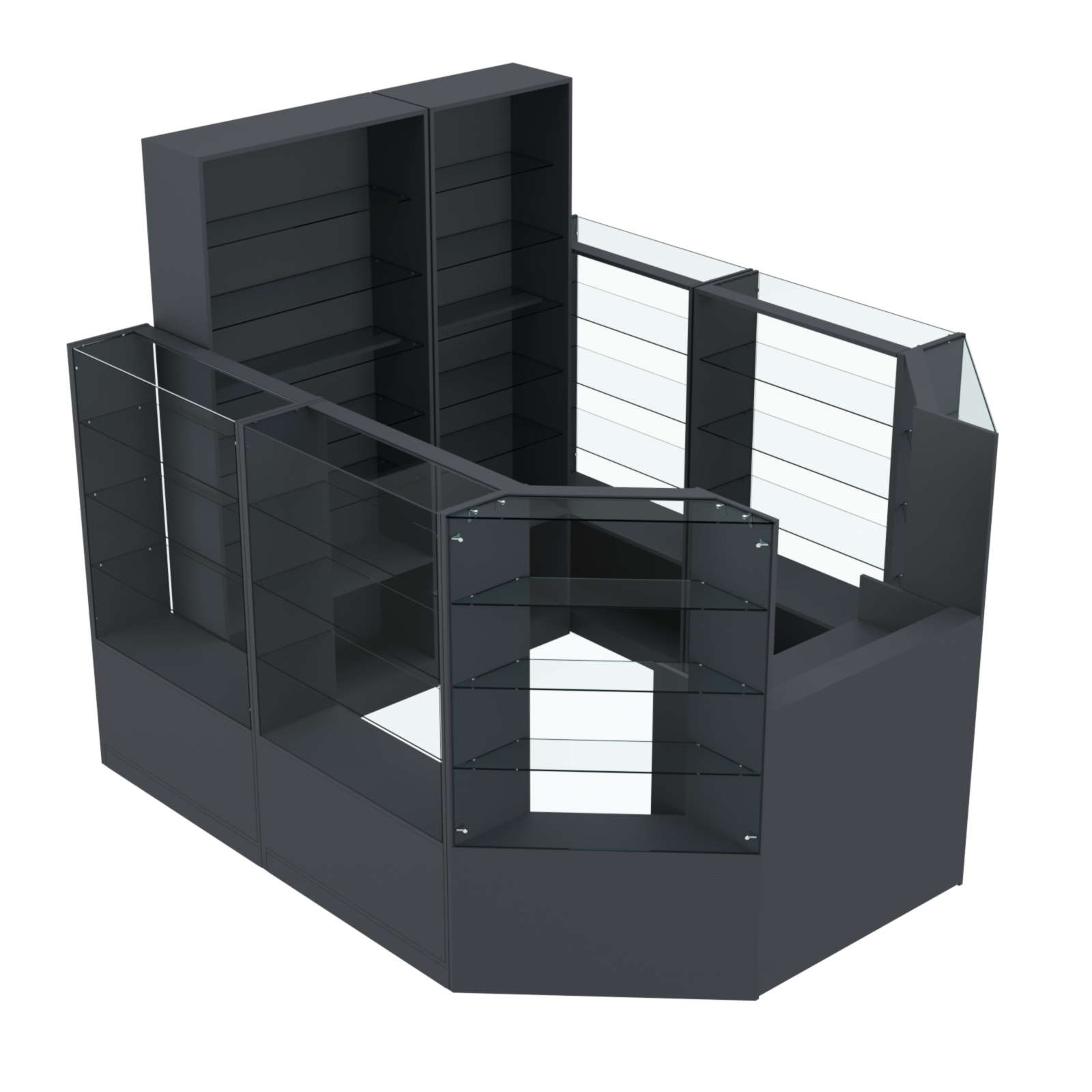Торговый пристенный островок ГРАЦИЯ №8 (открытый) (5.24 кв.м) Антрацит