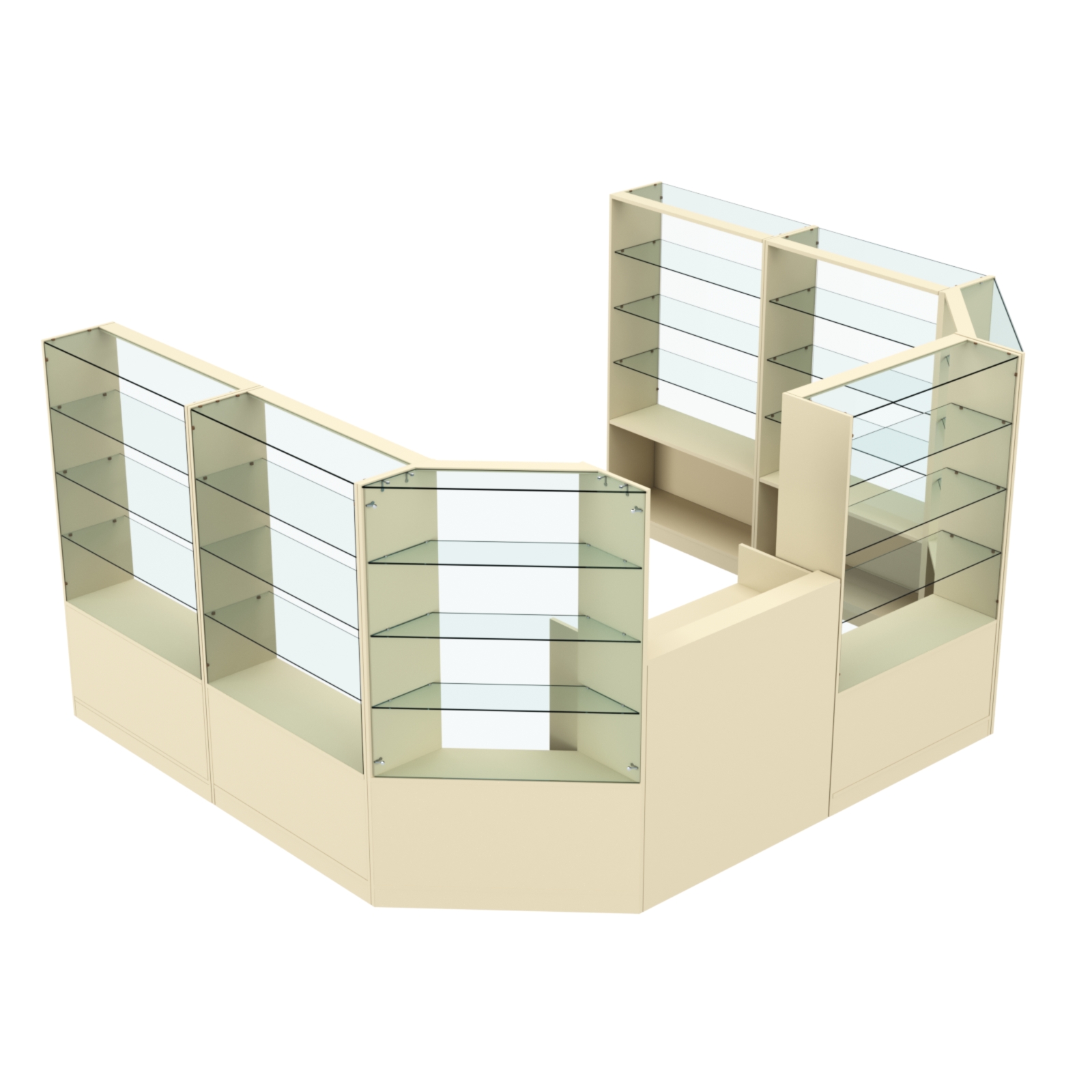 Торговый пристенный островок ГРАЦИЯ №9 (открытый) (7.43 кв.м) Крем Вайс