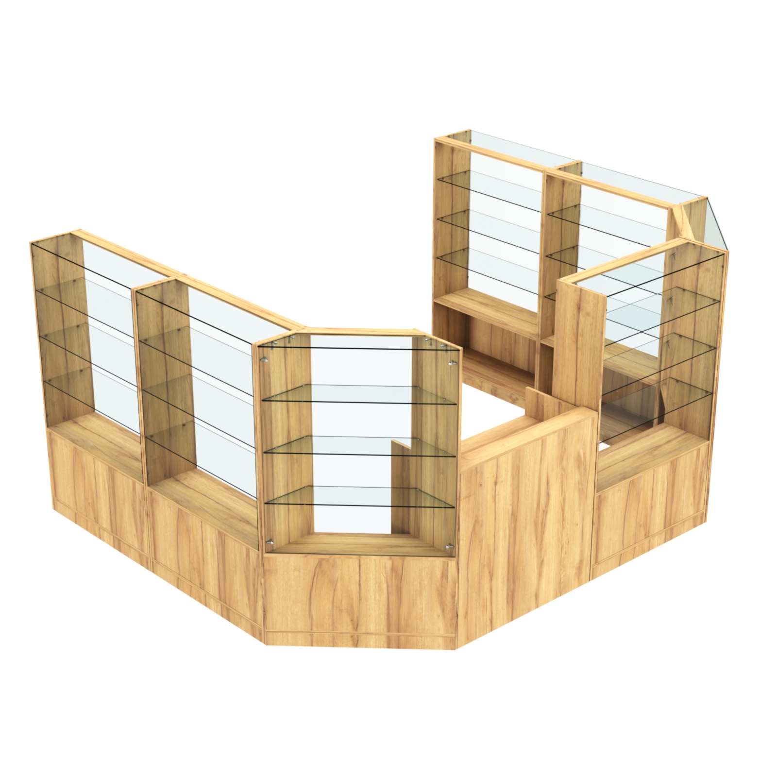 Торговый пристенный островок ГРАЦИЯ №9 (открытый) (7.43 кв.м) Дуб Золотистый