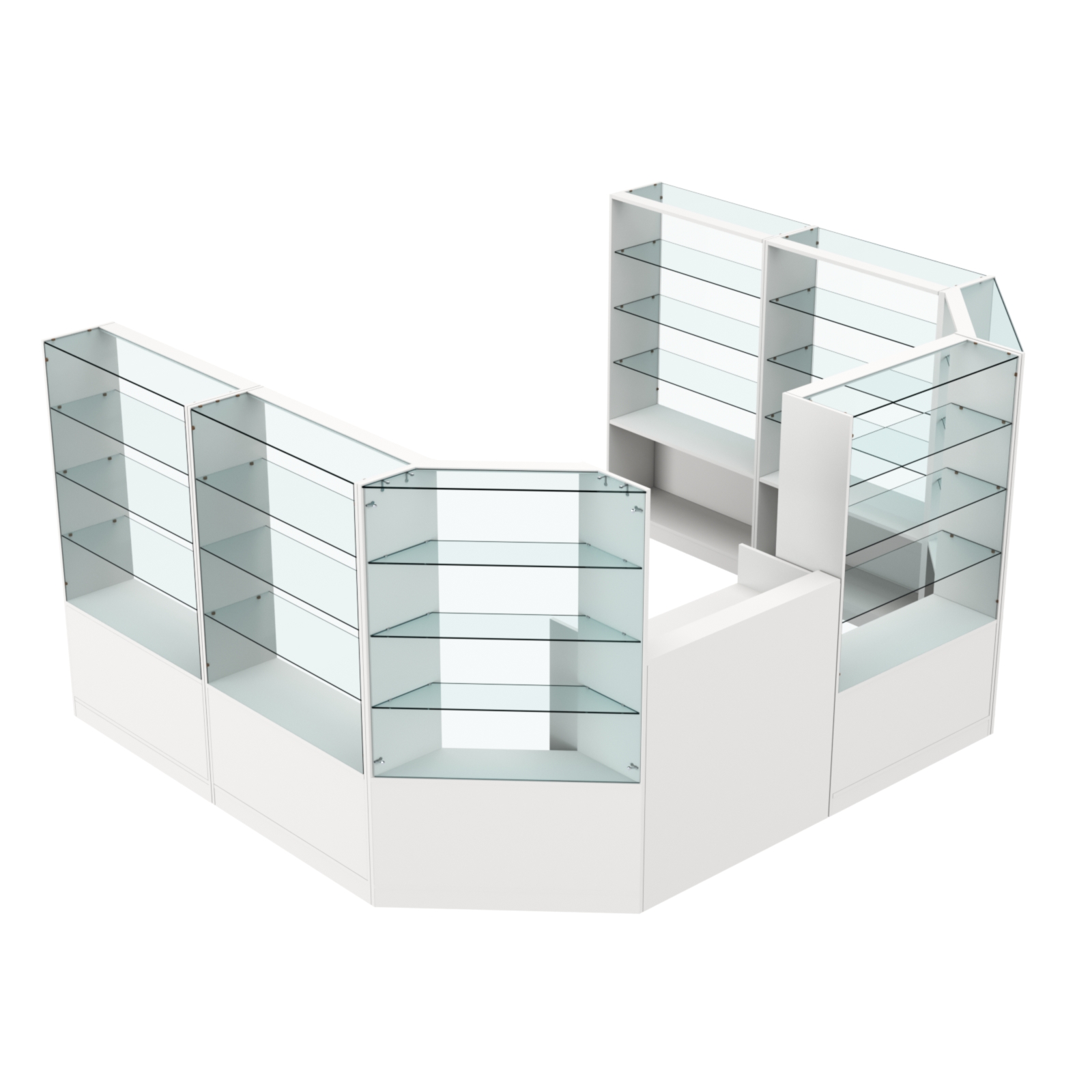 Торговый пристенный островок ГРАЦИЯ №9 (открытый) (7.43 кв.м) Белый