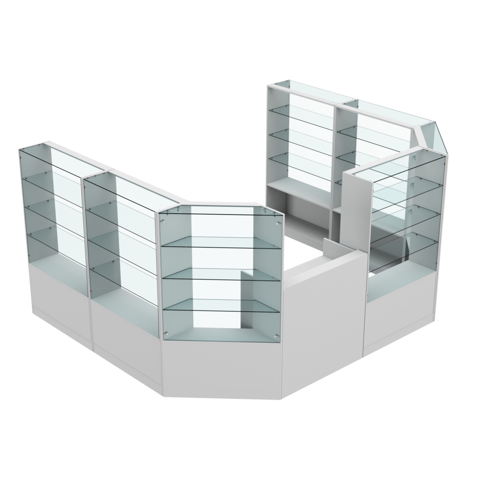 Торговый пристенный островок ГРАЦИЯ №9 (открытый) (7.43 кв.м) Серый
