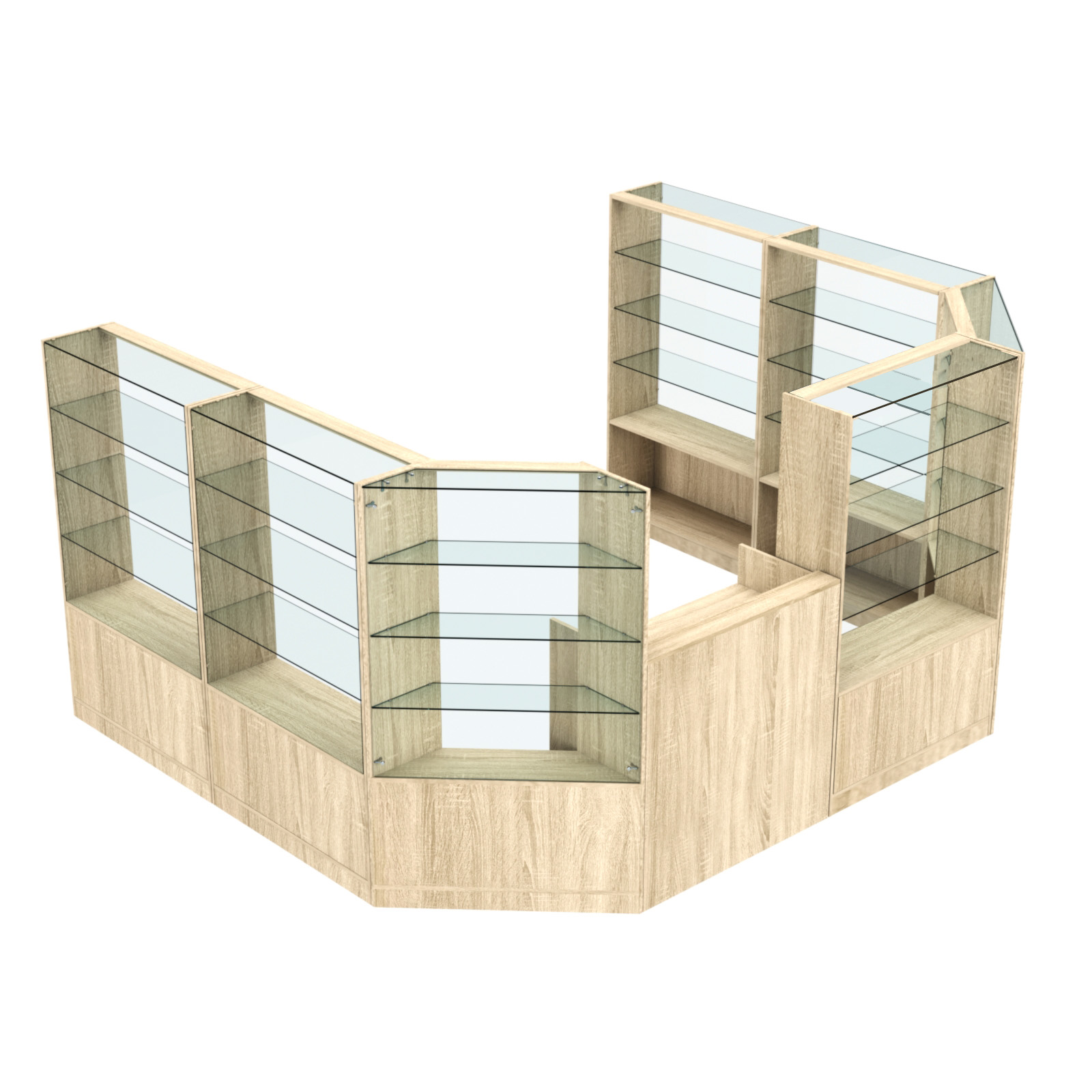 Торговый пристенный островок ГРАЦИЯ №9 (открытый) (7.43 кв.м) Дуб сонома