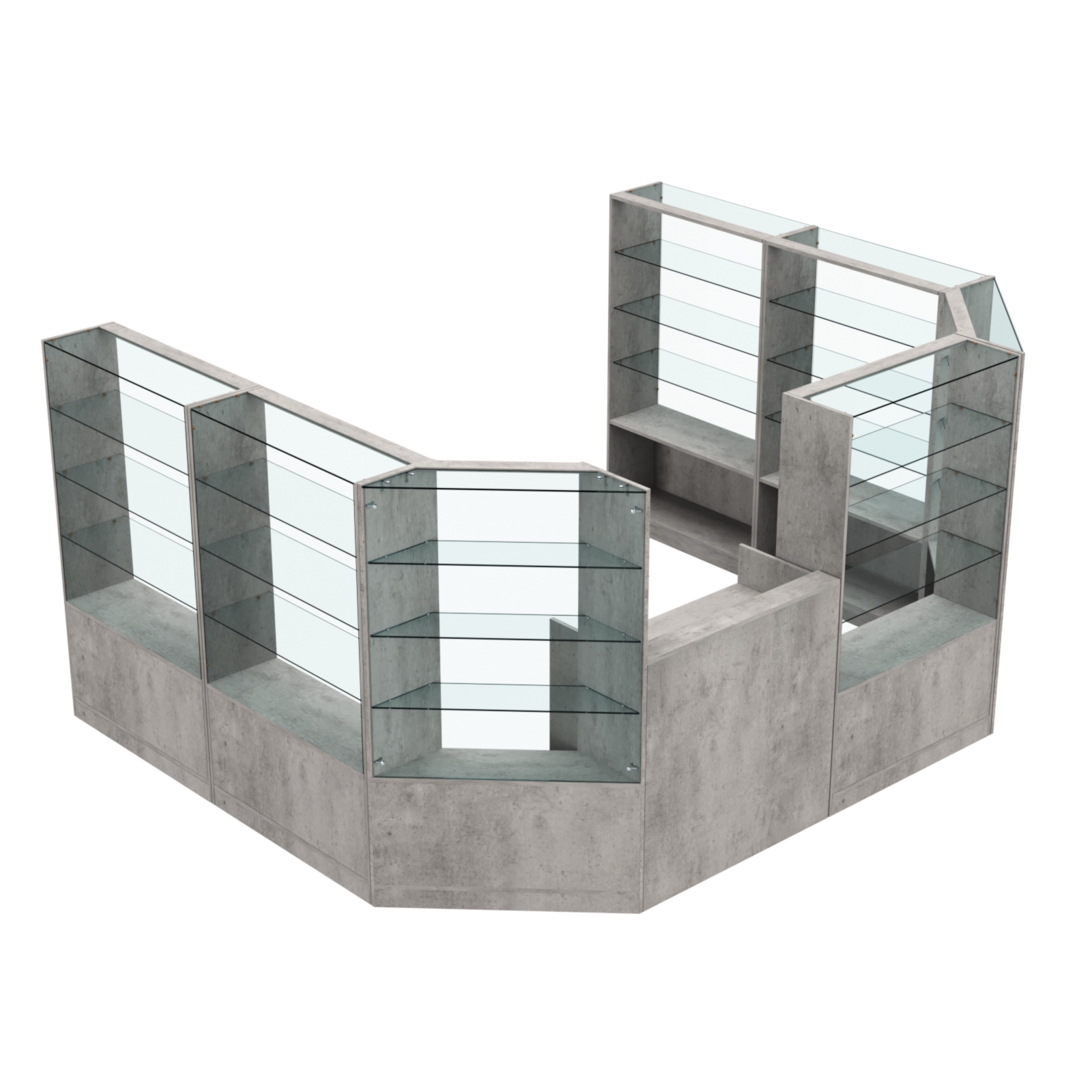 Торговый пристенный островок ГРАЦИЯ №9 (открытый) (7.43 кв.м) Бетон Чикаго светло-серый F186 ST9