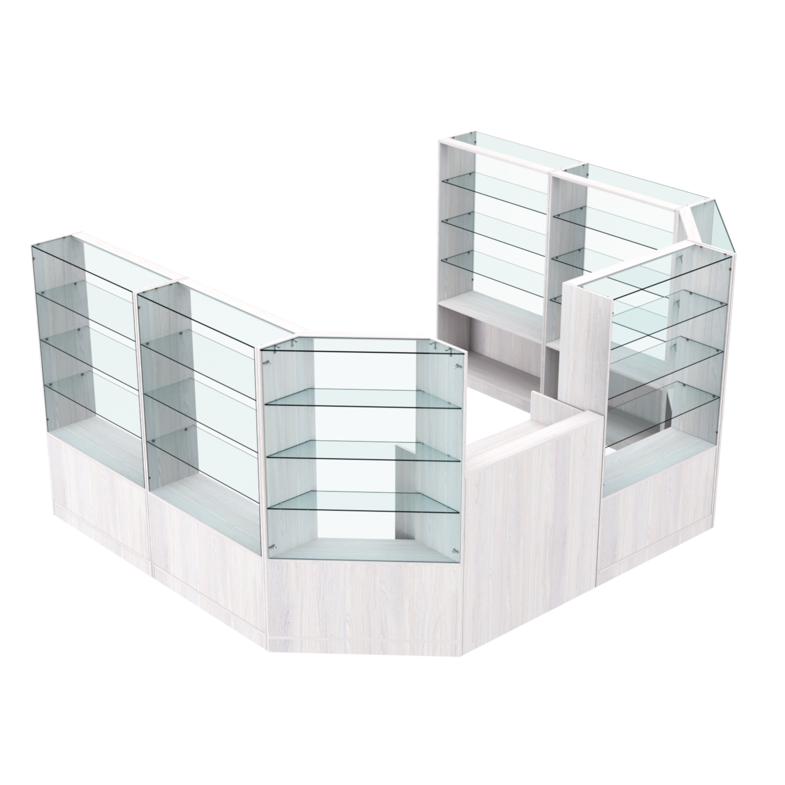 Торговый пристенный островок ГРАЦИЯ №9 (открытый) (7.43 кв.м) Ясень Анкор светлый