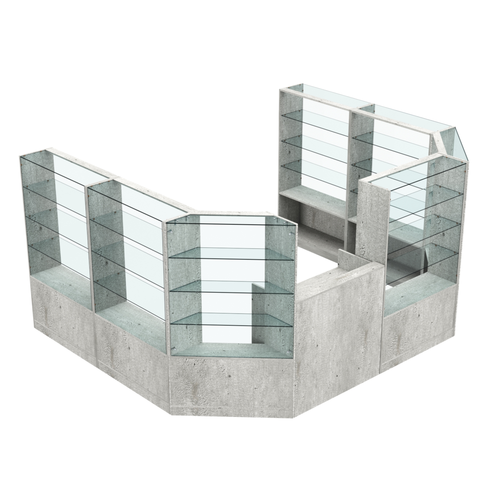 Торговый пристенный островок ГРАЦИЯ №9 (открытый) (7.43 кв.м) Метрополитан Грей