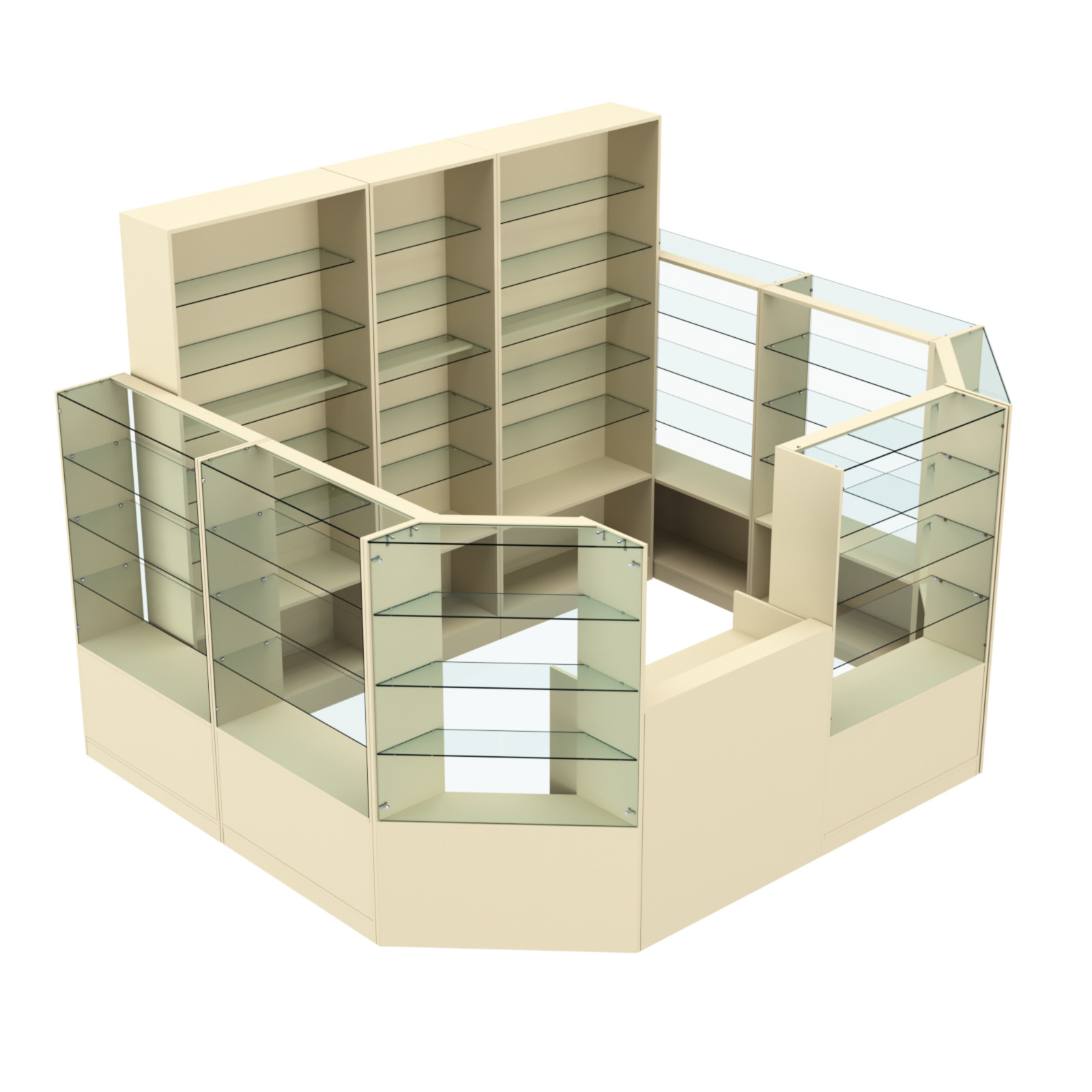 Торговый пристенный островок ГРАЦИЯ №10 (открытый) (7.43 кв.м) Крем Вайс