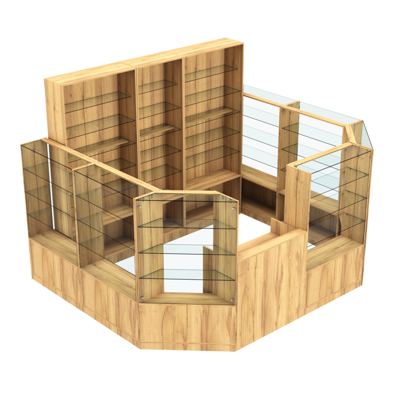 Торговый пристенный островок ГРАЦИЯ №10 (открытый) (7.43 кв.м) Дуб Золотистый