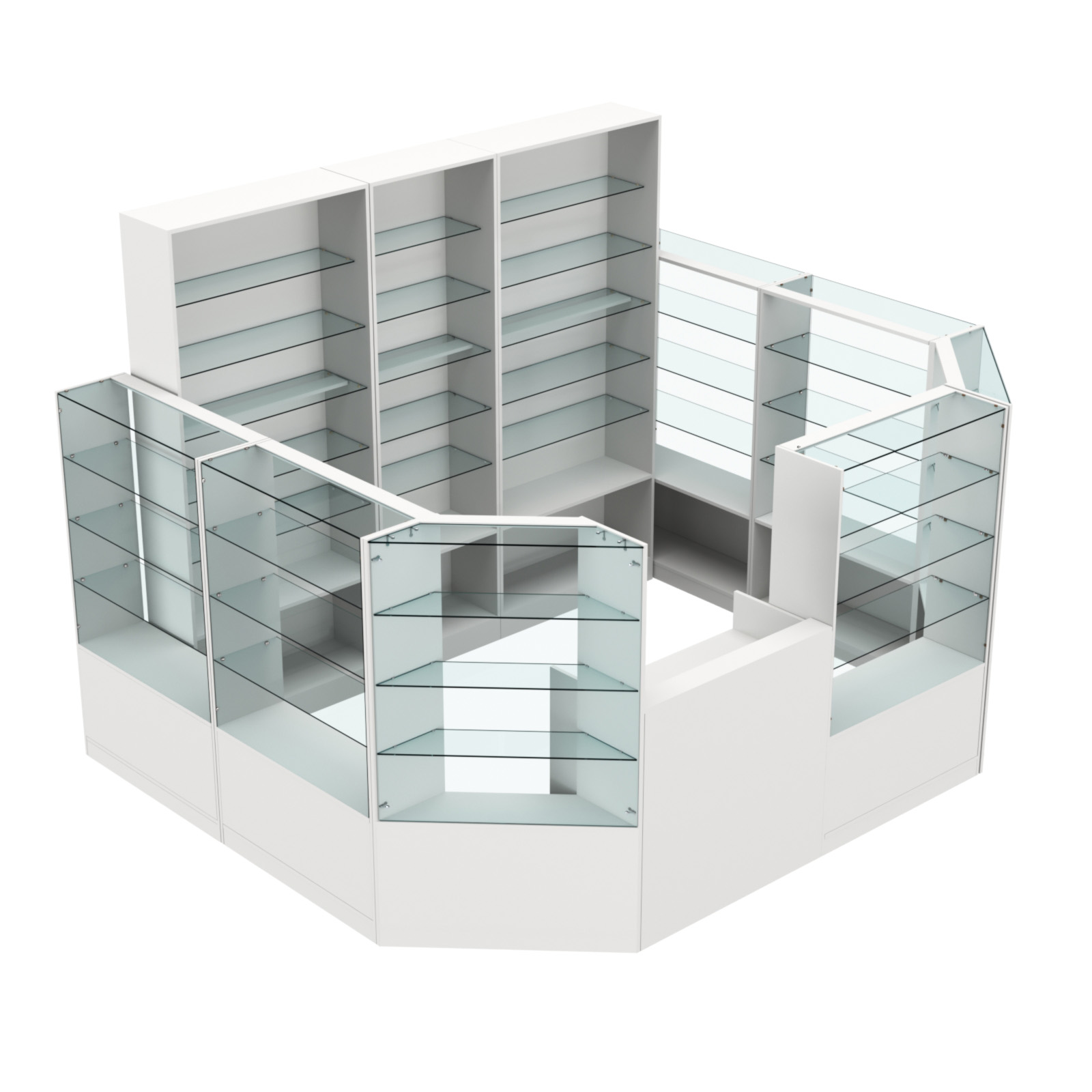 Торговый пристенный островок ГРАЦИЯ №10 (открытый) (7.43 кв.м) Белый