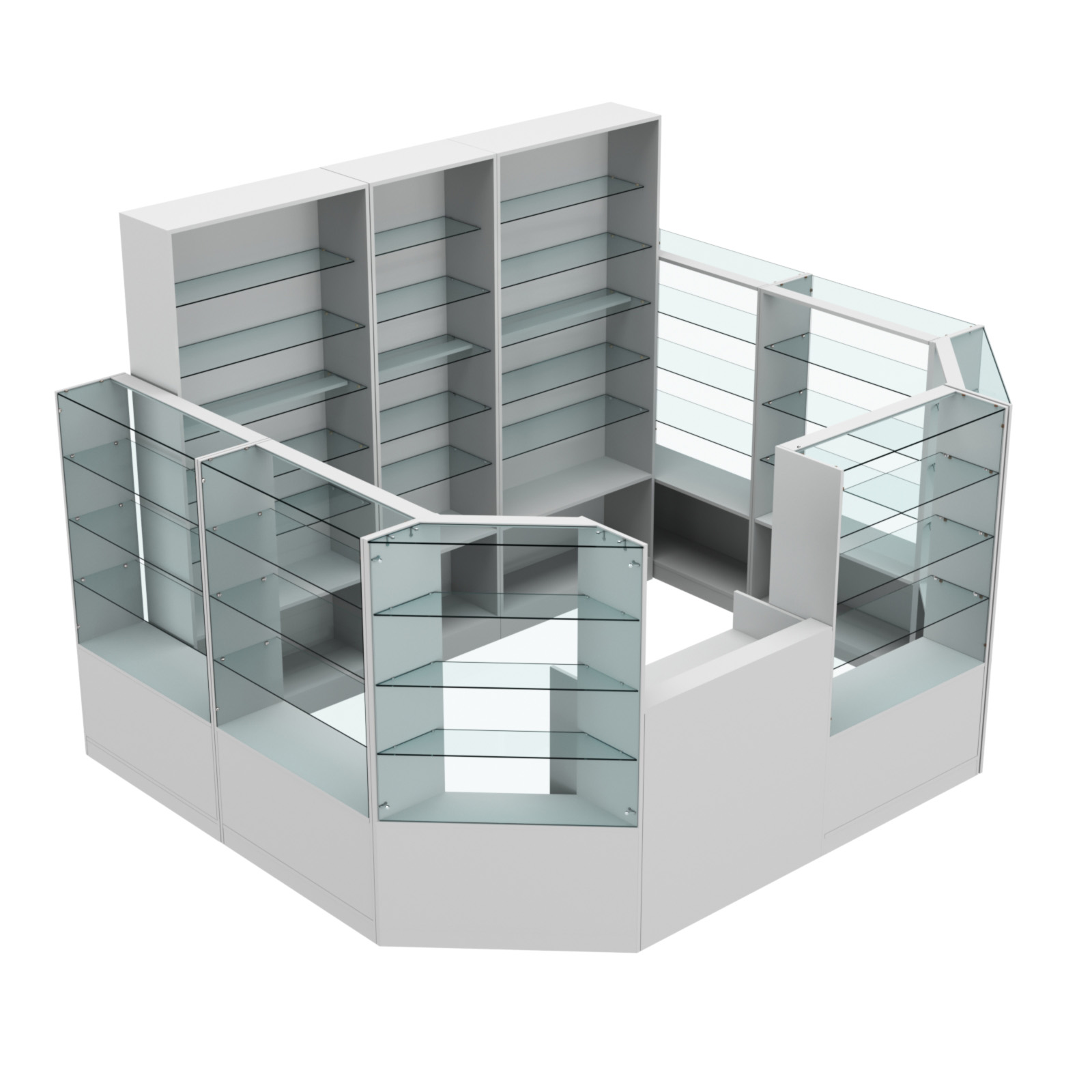 Торговый пристенный островок ГРАЦИЯ №10 (открытый) (7.43 кв.м) Серый