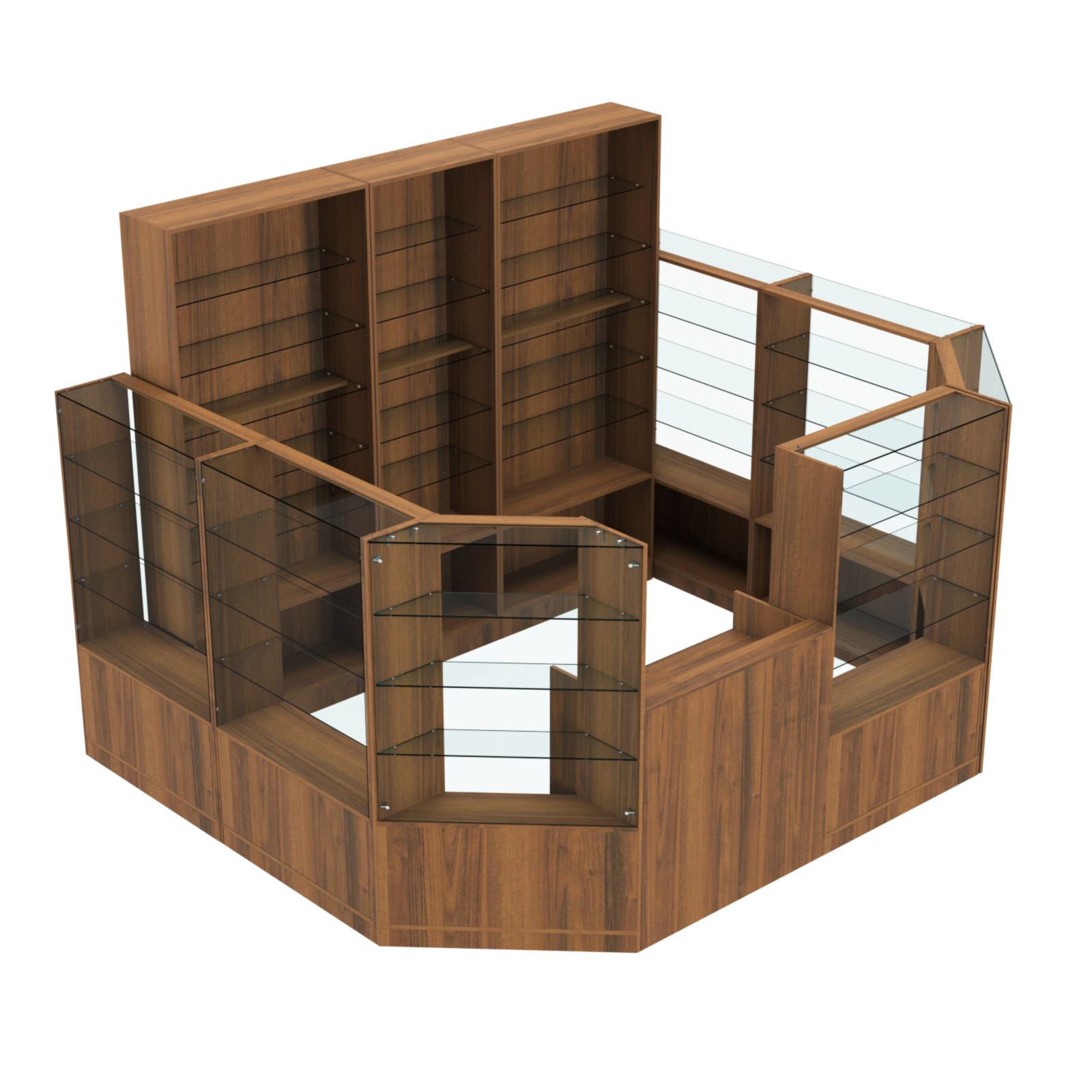 Торговый пристенный островок ГРАЦИЯ №10 (открытый) (7.43 кв.м) Орех