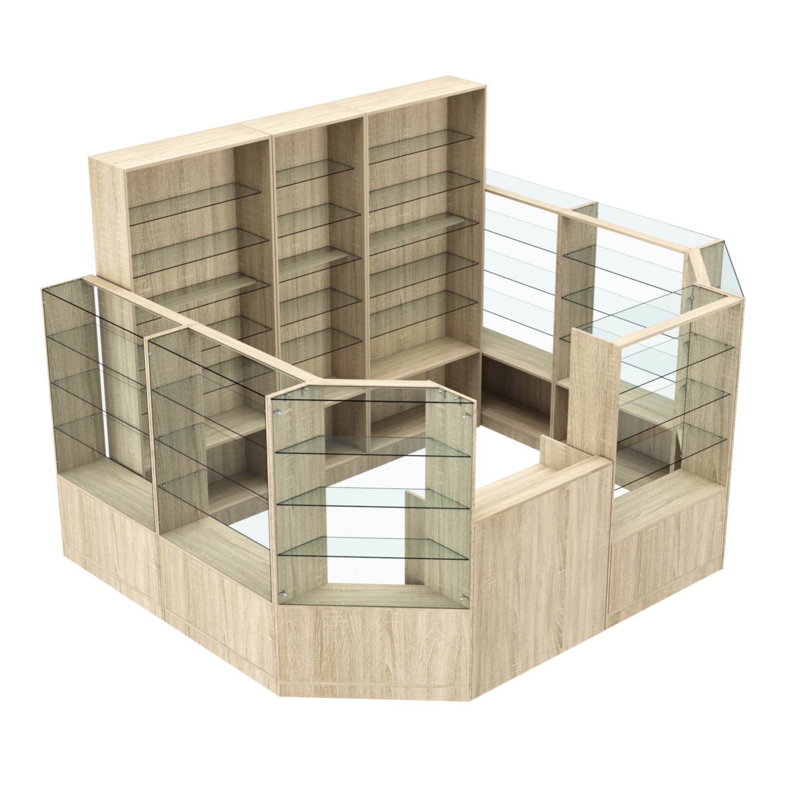 Торговый пристенный островок ГРАЦИЯ №10 (открытый) (7.43 кв.м) Дуб сонома