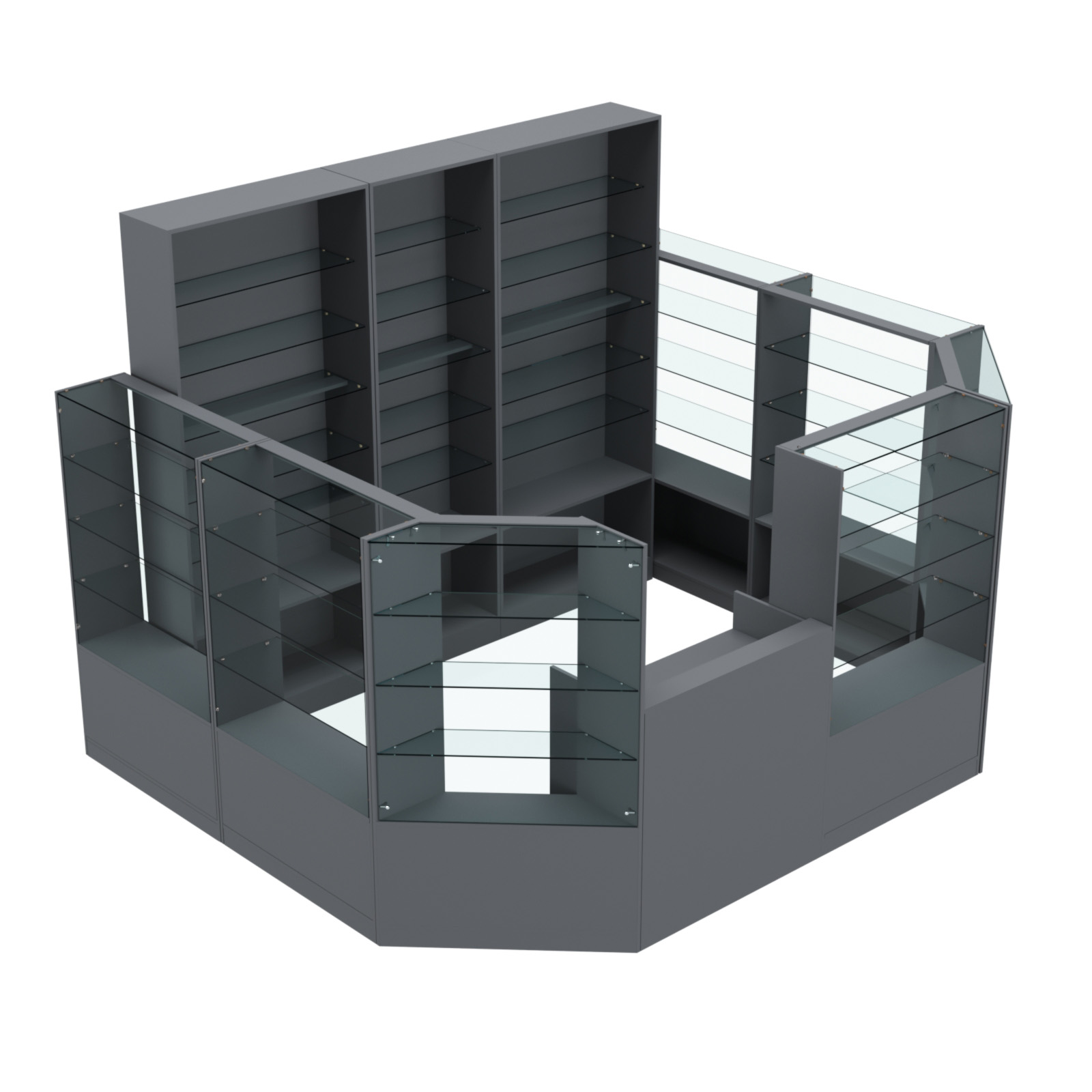 Торговый пристенный островок ГРАЦИЯ №10 (открытый) (7.43 кв.м) Темно-Серый