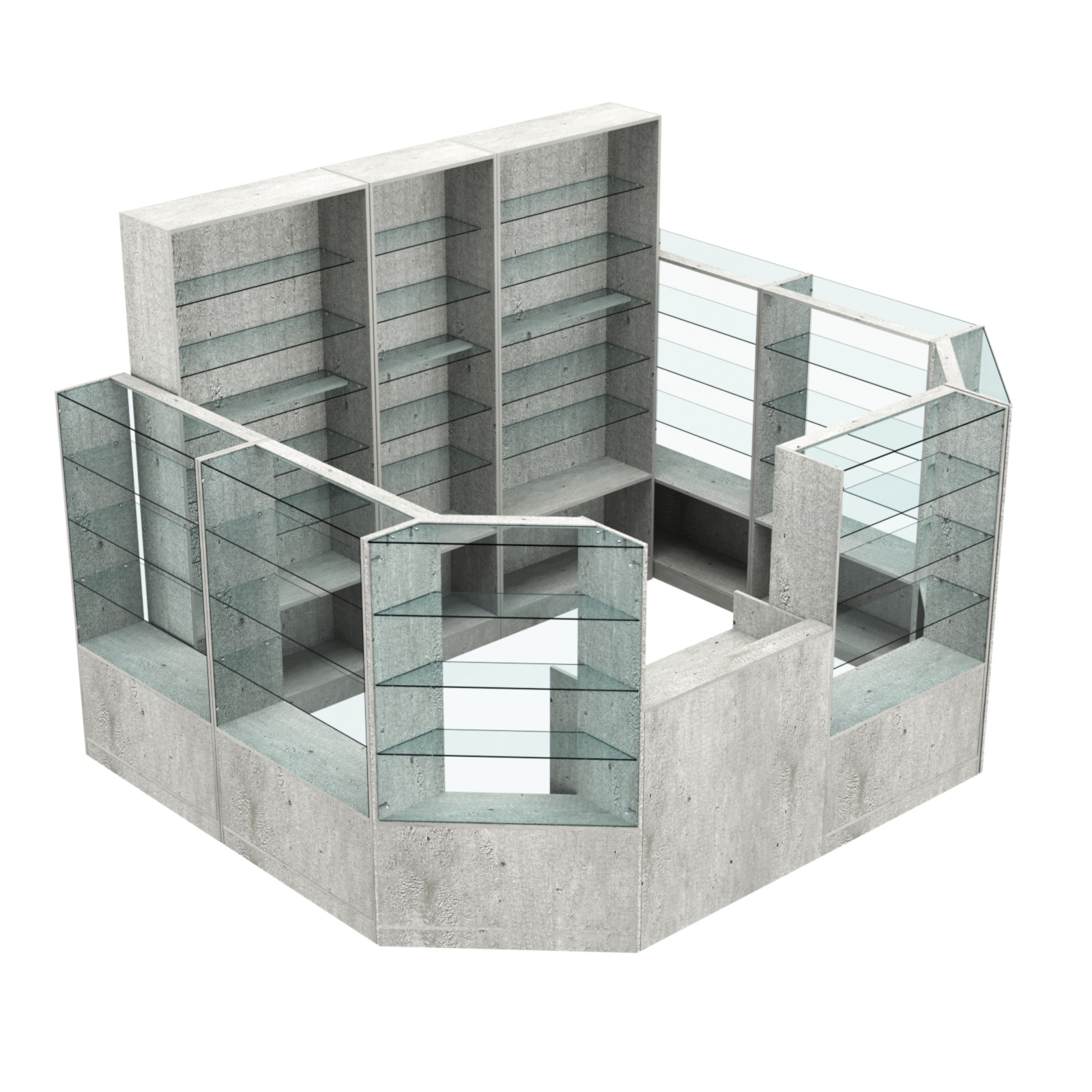 Торговый пристенный островок ГРАЦИЯ №10 (открытый) (7.43 кв.м) Метрополитан Грей