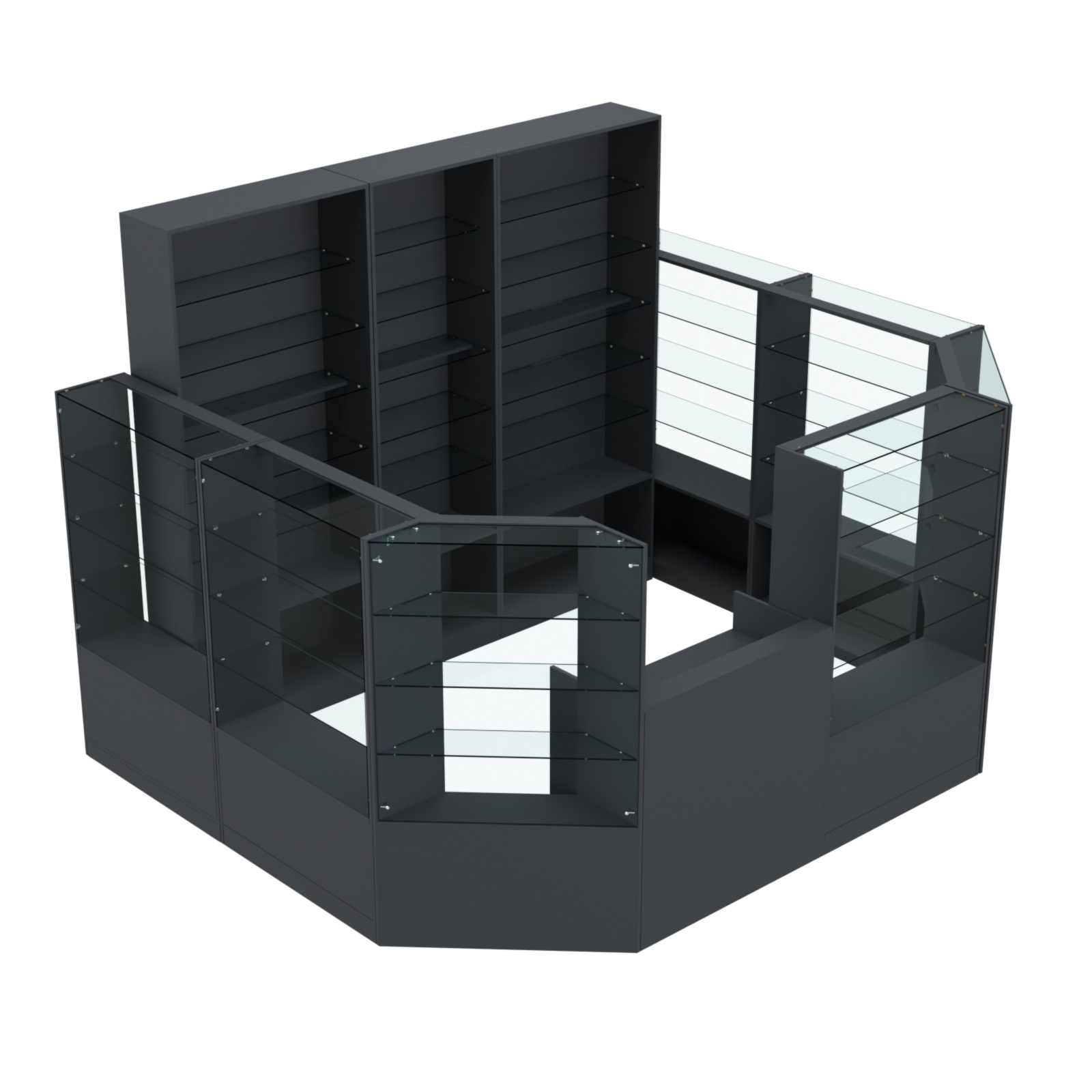 Торговый пристенный островок ГРАЦИЯ №10 (открытый) (7.43 кв.м) Антрацит