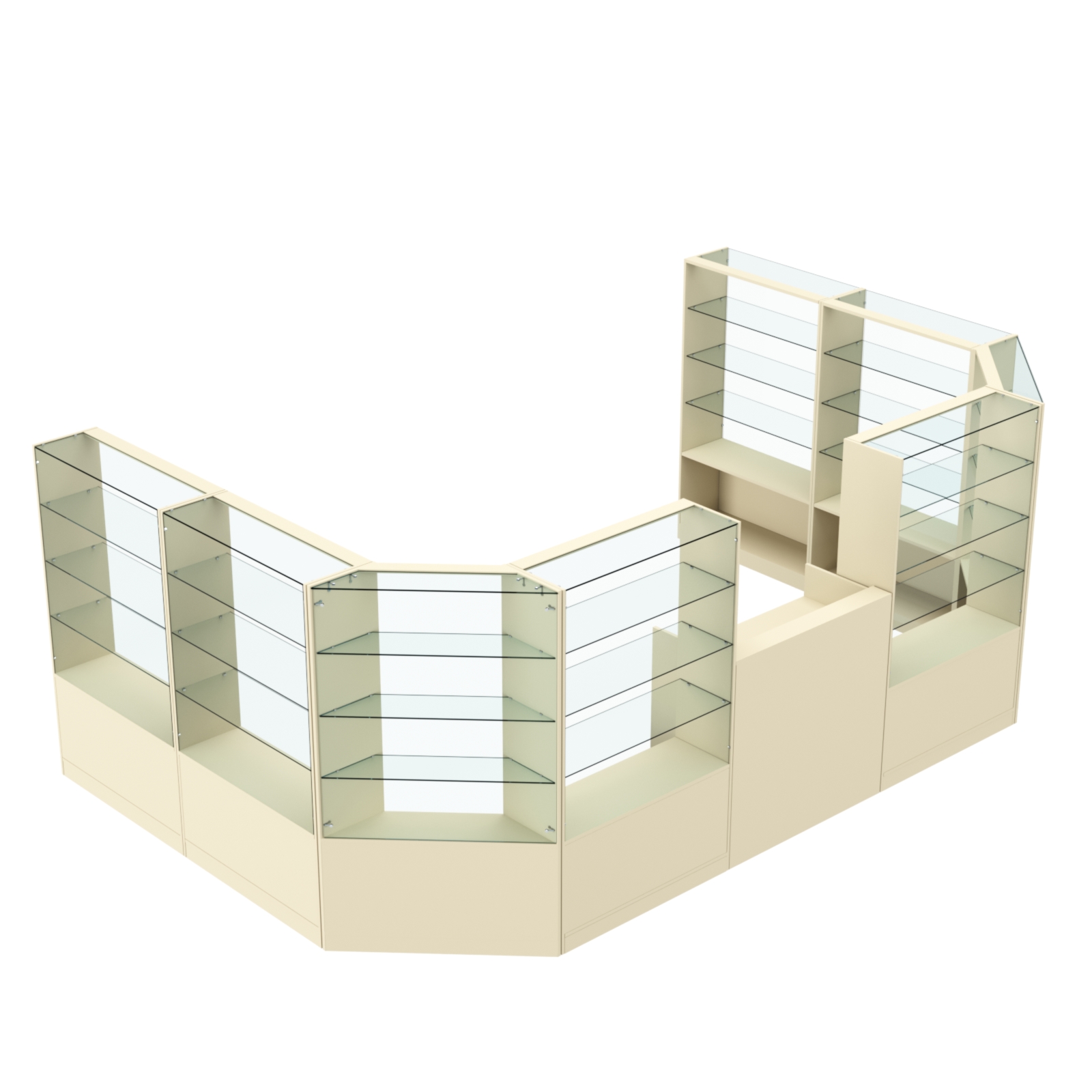 Торговый пристенный островок ГРАЦИЯ №11 (открытый) (9.62 кв.м) Крем Вайс