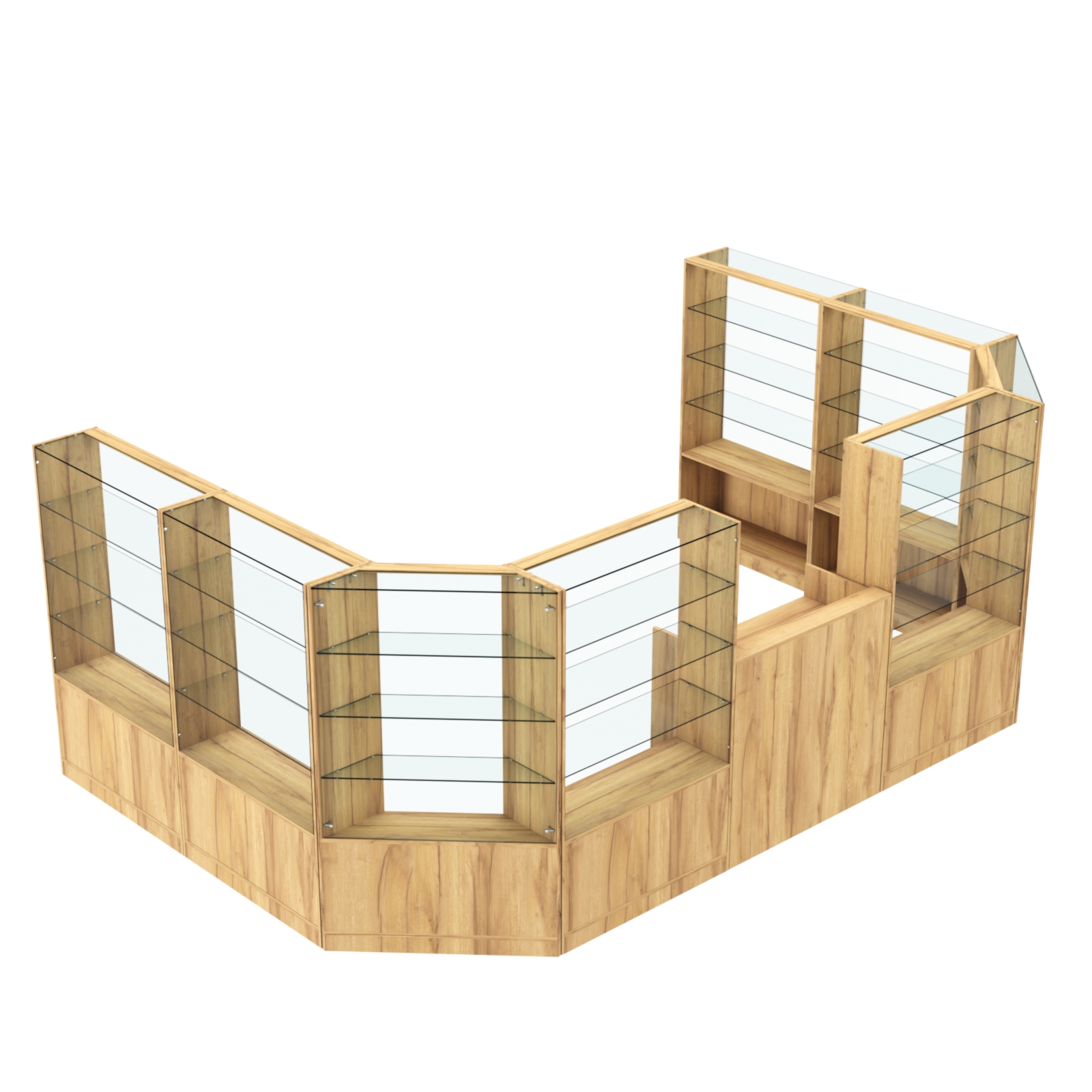 Торговый пристенный островок ГРАЦИЯ №11 (открытый) (9.62 кв.м) Дуб Золотистый