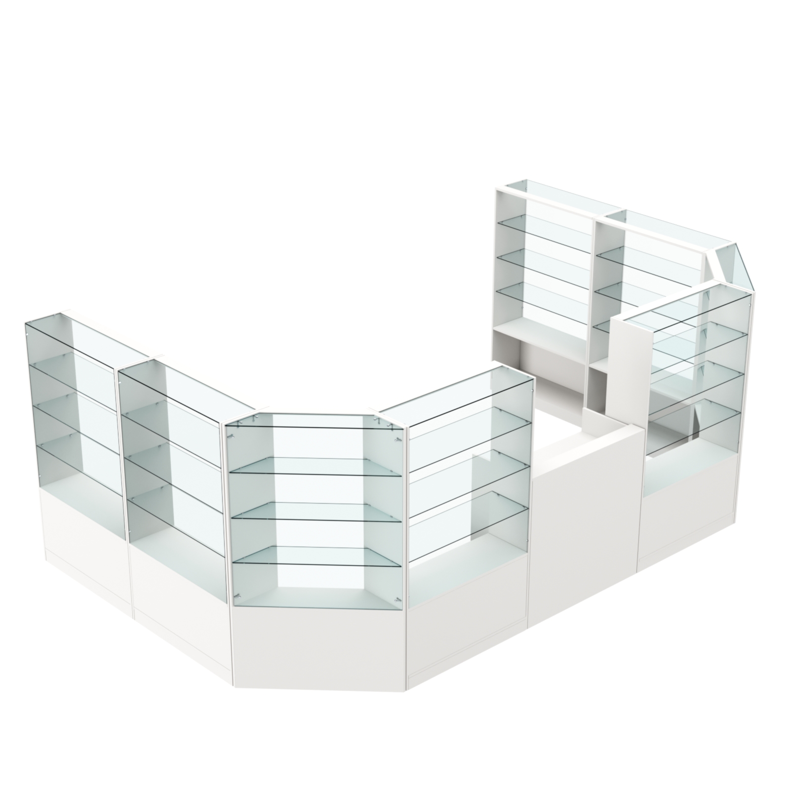 Торговый пристенный островок ГРАЦИЯ №11 (открытый) (9.62 кв.м) Белый