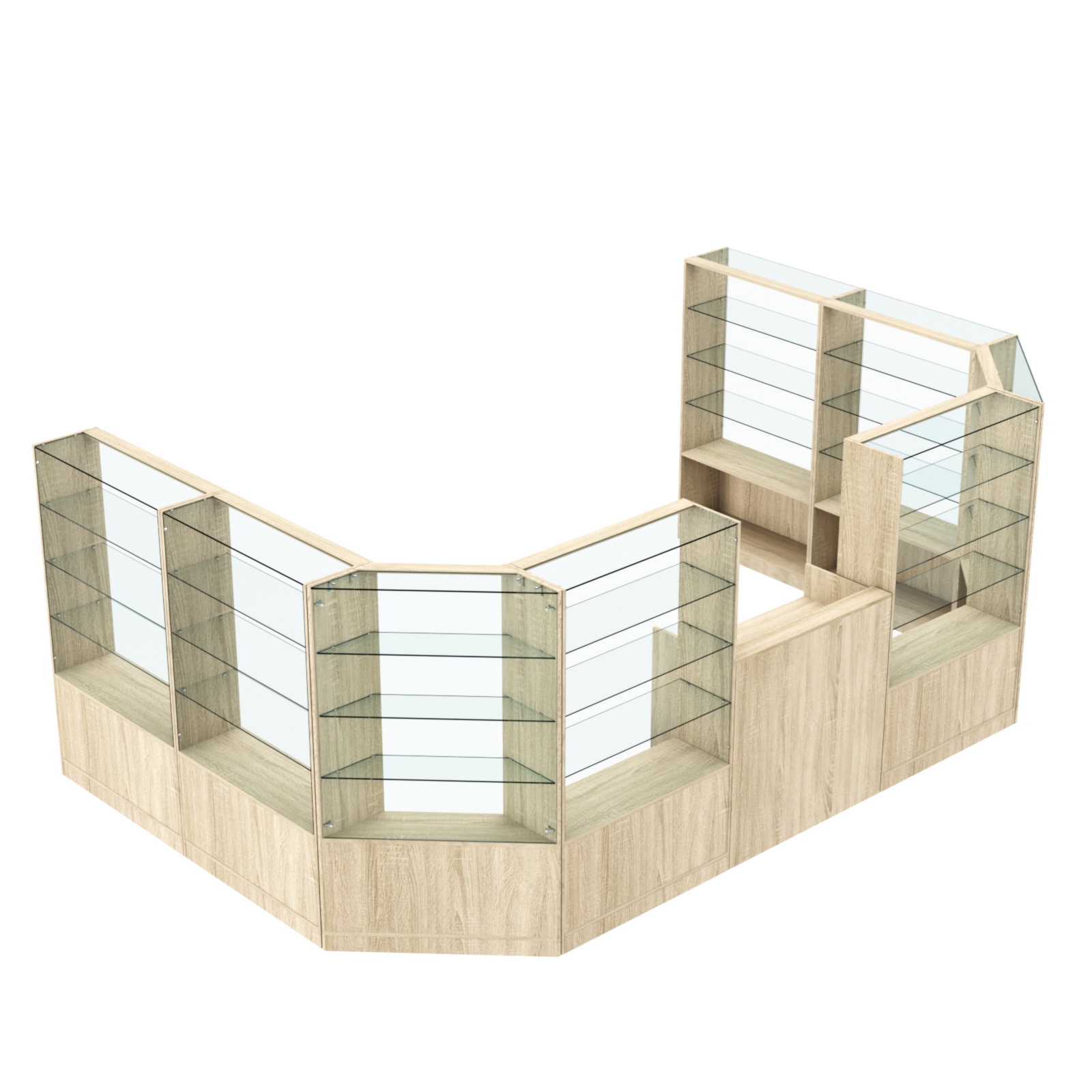 Торговый пристенный островок ГРАЦИЯ №11 (открытый) (9.62 кв.м) Дуб сонома