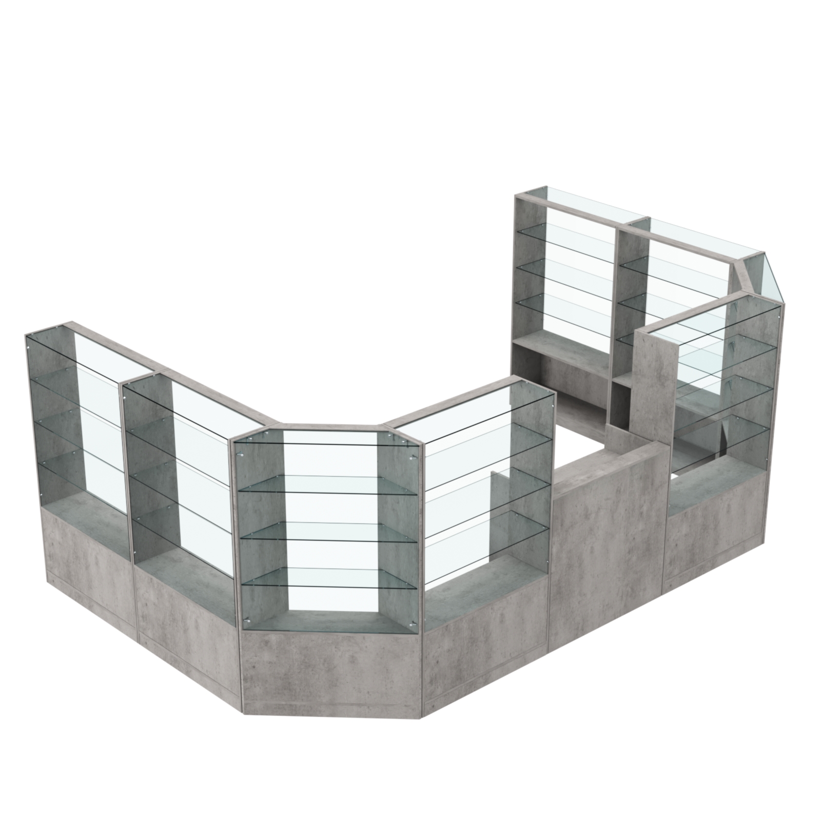 Торговый пристенный островок ГРАЦИЯ №11 (открытый) (9.62 кв.м) Бетон Чикаго светло-серый F186 ST9