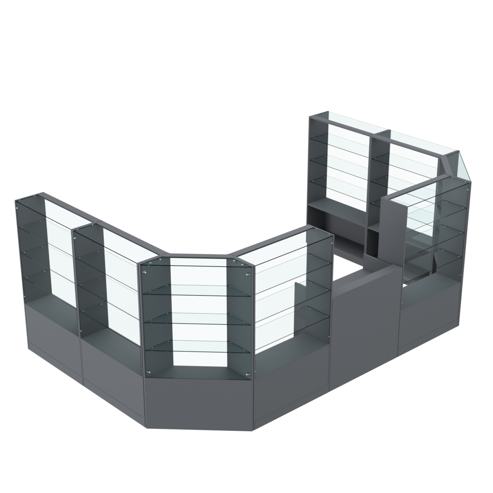 Торговый пристенный островок ГРАЦИЯ №11 (открытый) (9.62 кв.м) Темно-Серый