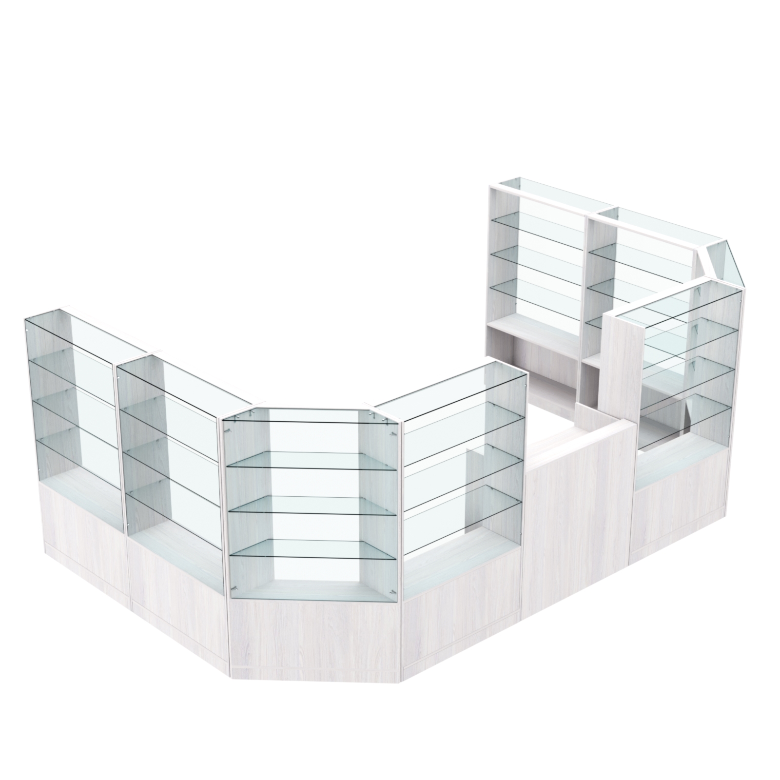 Торговый пристенный островок ГРАЦИЯ №11 (открытый) (9.62 кв.м) Ясень Анкор светлый